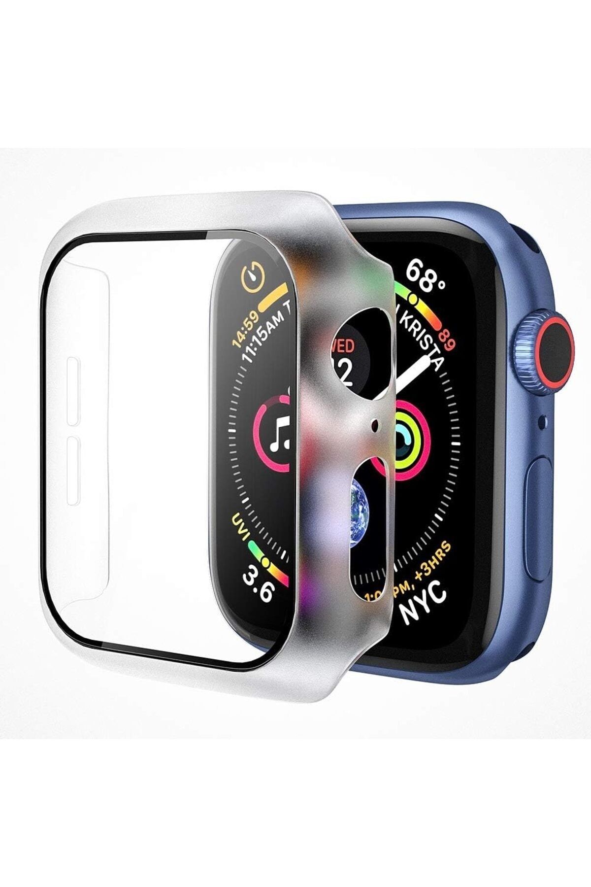 QUSE Apple Watch Seri 3-2 42mm Uyumlu Ekran Ve Kasa Koruyucu Buzlu Şeffaf