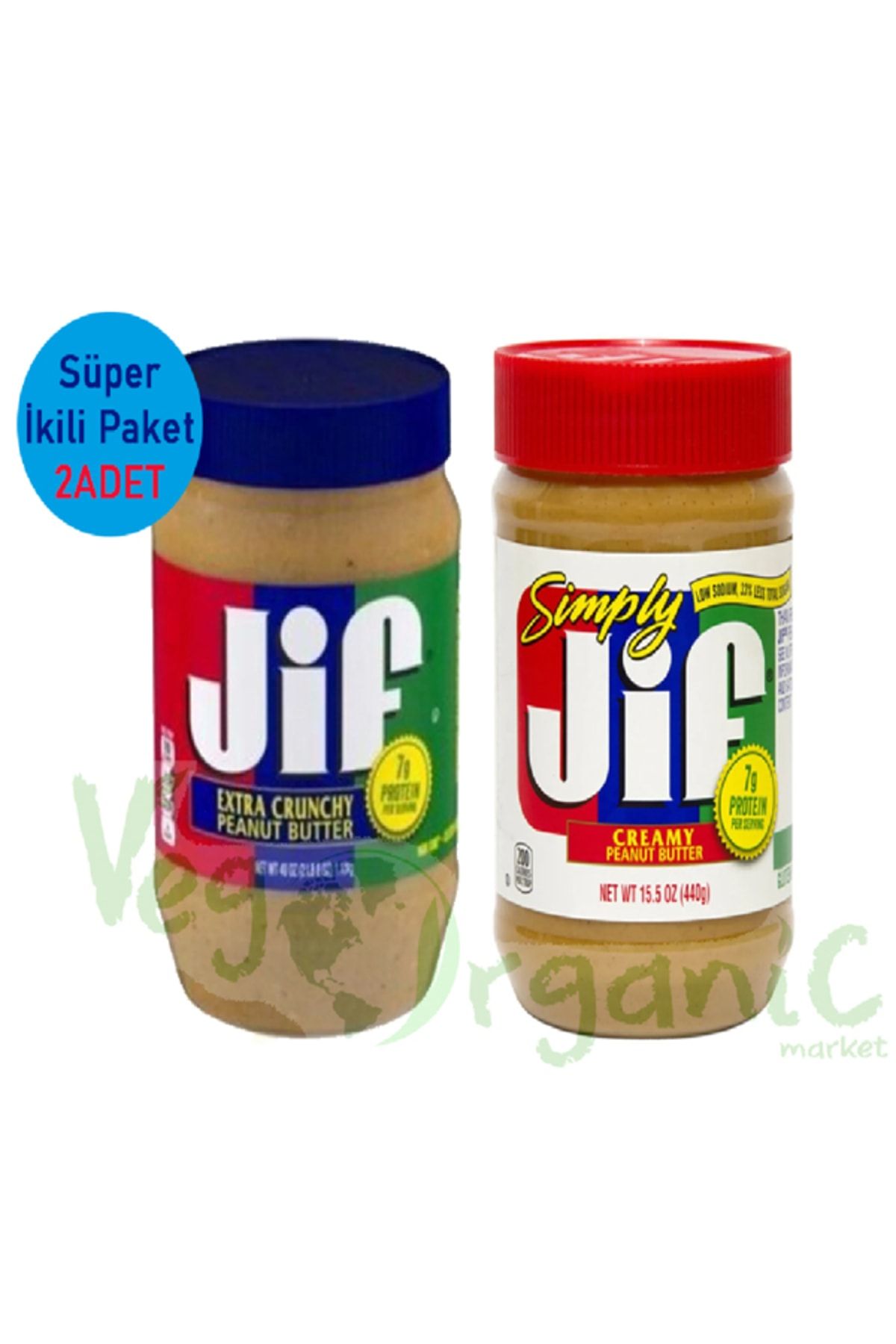 Jif İKİLİ PAKET - Fıstık Ezmesi Extra Crunchy 454 gr X Simply Yer Fıstığı Ezmesi 440 gr