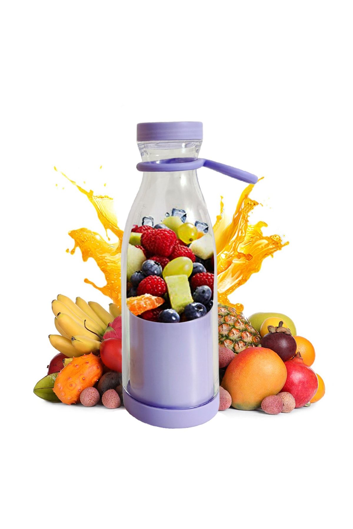 Genel Markalar Şarjlı Portatif Taşınabilir El Blenderi Meyve Sıkacağı Mama Karıştırıcı Smoothie Milkshake 350 Ml