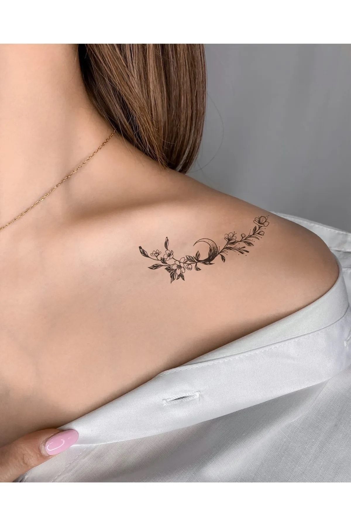 İYİ MODA Minimal Çiçek Ve Yazı Geçici Dövme Tattoo
