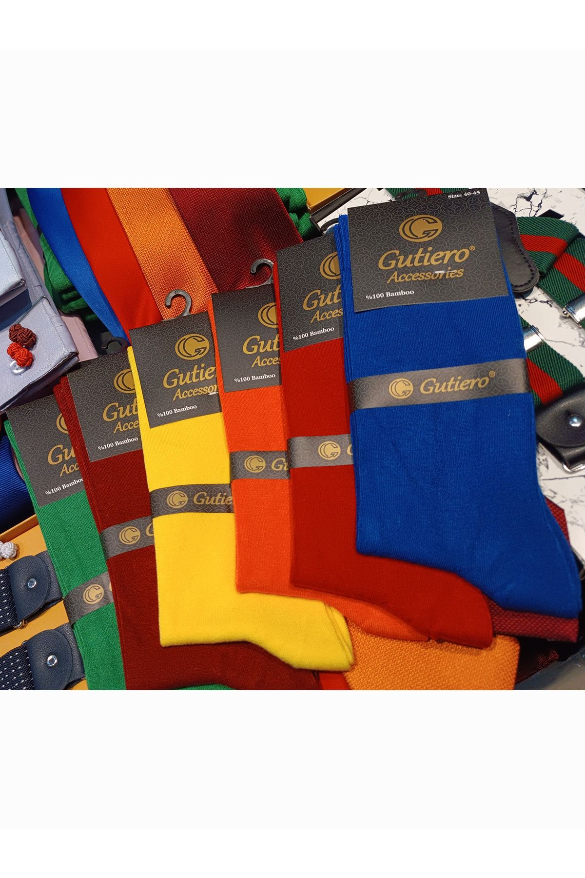 Gutiero Erkek 10 Çift Bambu Dikişsiz Uzun Renkli Çorap