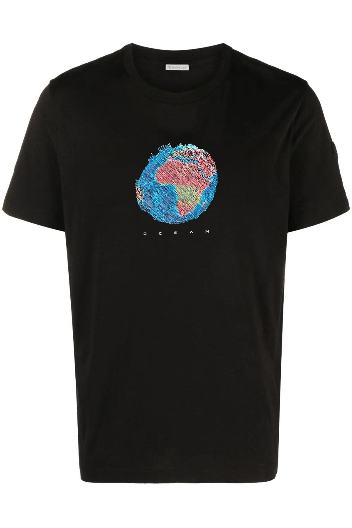Moncler Dünya Nakış İşleme Siyah T-shirt
