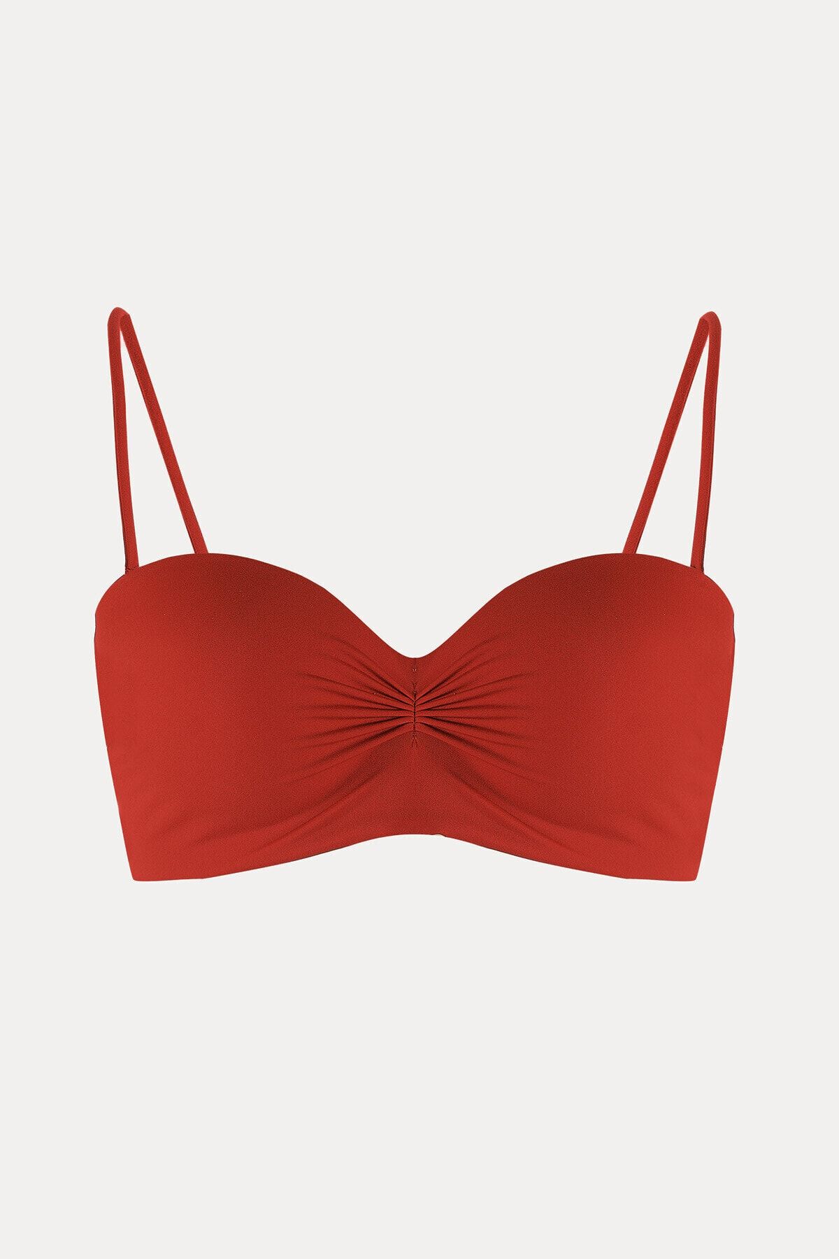 Loya Kırmızı Straplez Büzgülü Tek Üst Bikini