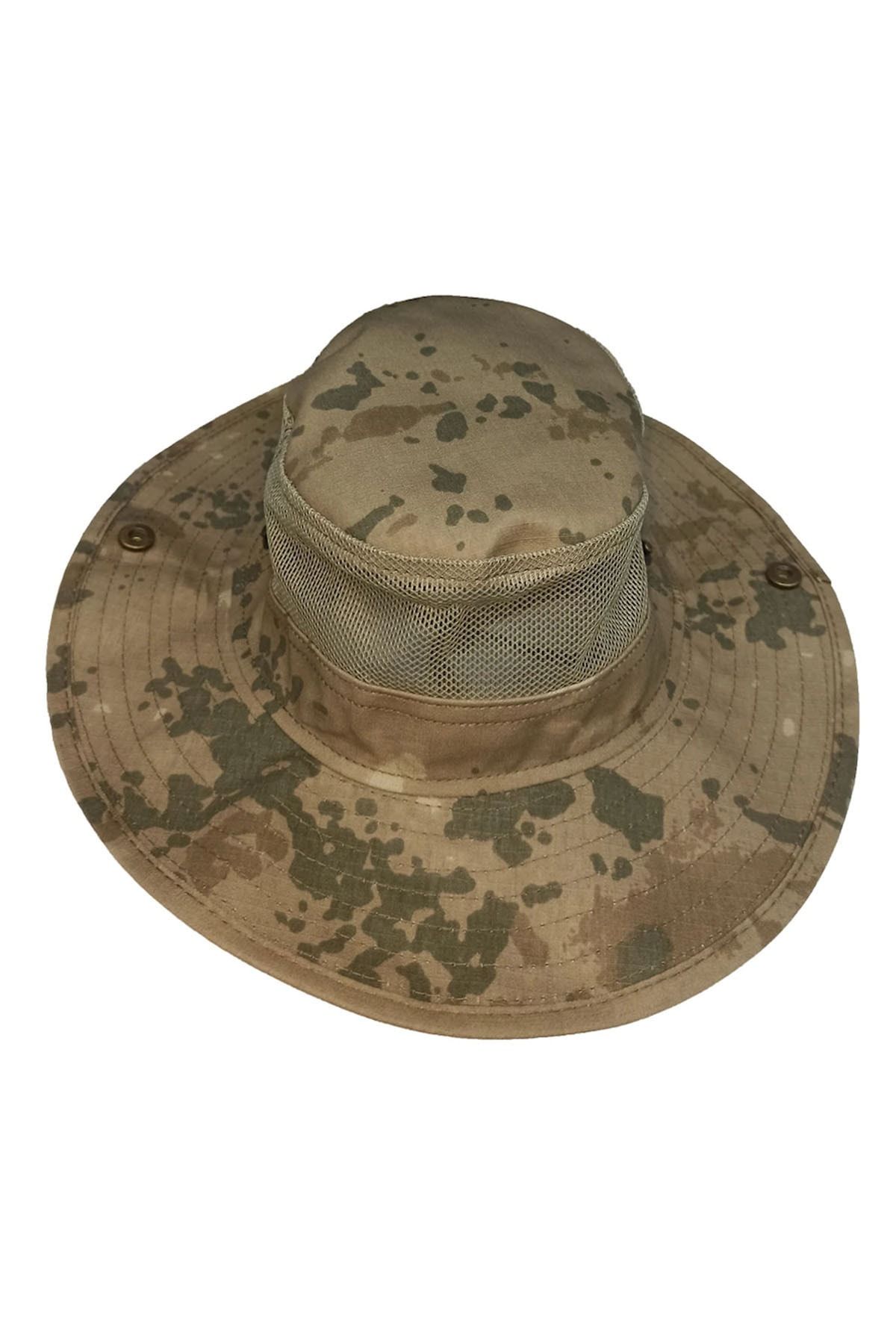 Asker Kolisi Jandarma Kamuflaj Askeri Jungle Şapka - Çöl Fötr Operasyon Şapkası
