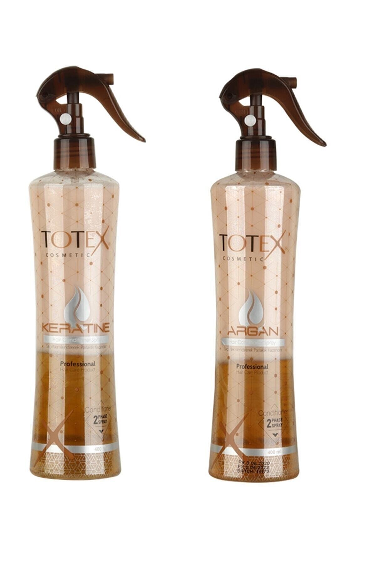 TOTEX Yıpranmış Boyalı Saçlar Keratin & Argan Saç Açıcı Sprey ( Fön Suyu ) 400 Ml Ikili Set