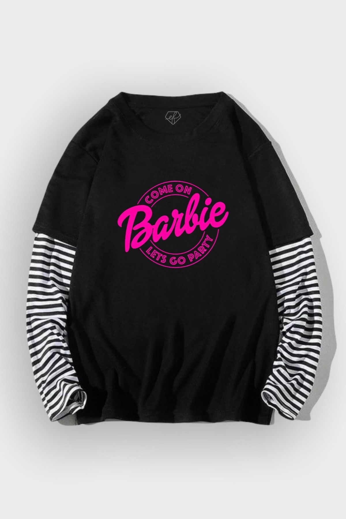 Ef Butik Siyah Come On Barbie Birleşik T-shirt