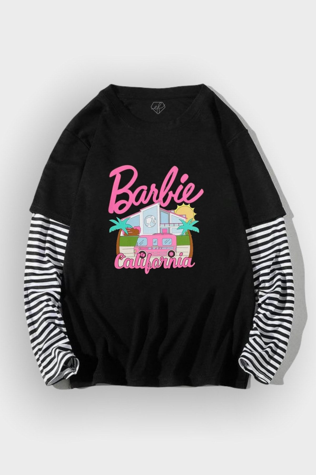 Ef Butik Siyah Barbie California Birleşik T-shirt