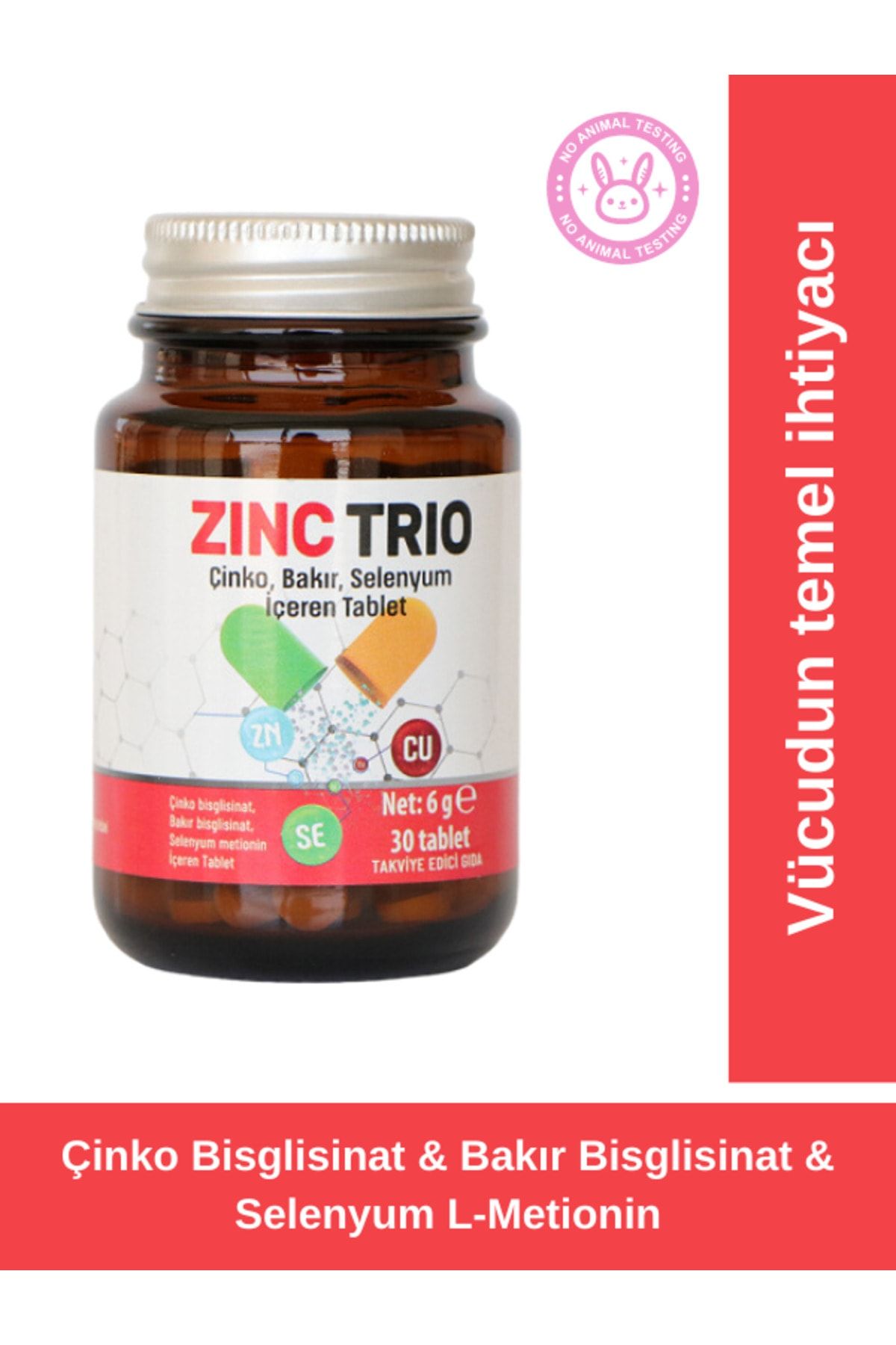 ZINC TRIO - Çinko, Bakır Ve Selenyum Içeren Mineral Takviyesi 30 Tablet