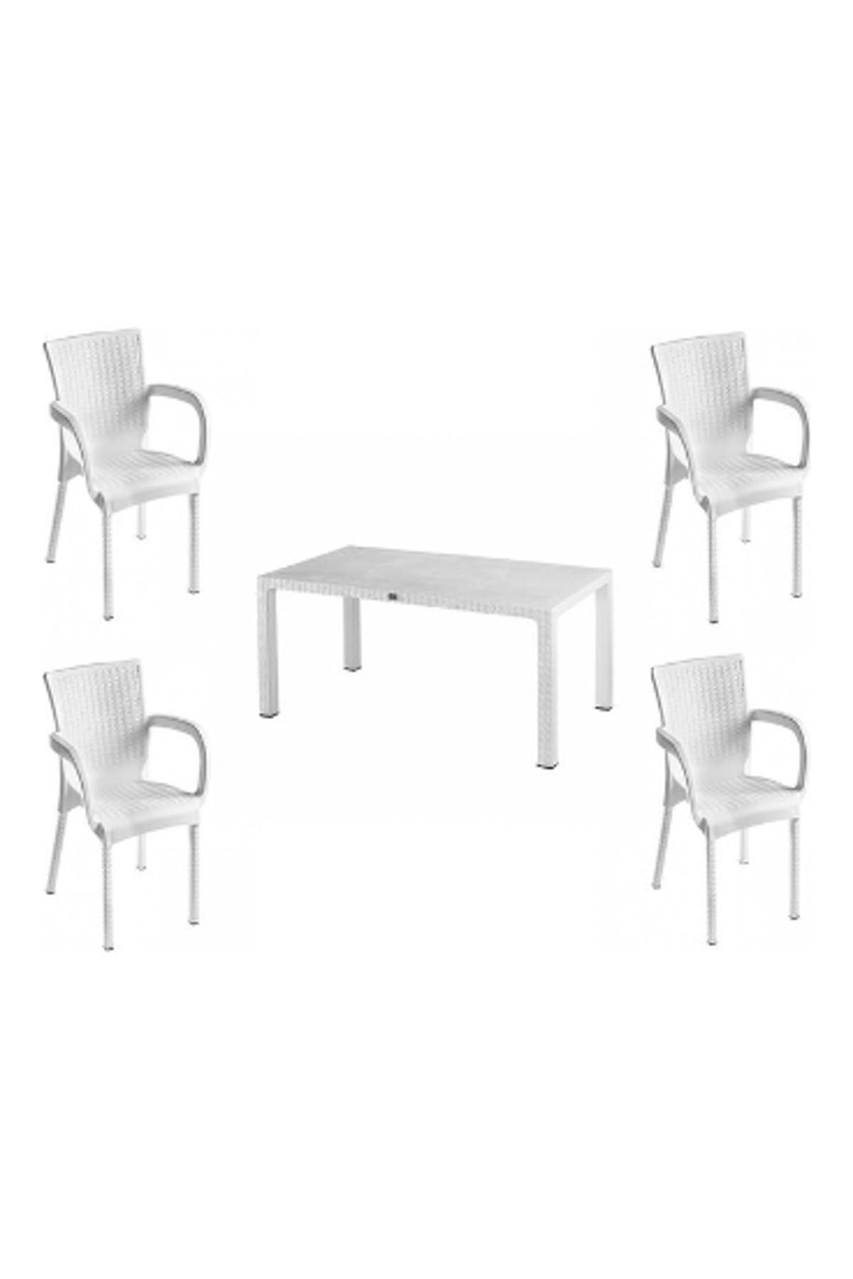 Comfort Masa 4 Sandalye Balkon Mutfak Bahçe Rattan Takımı