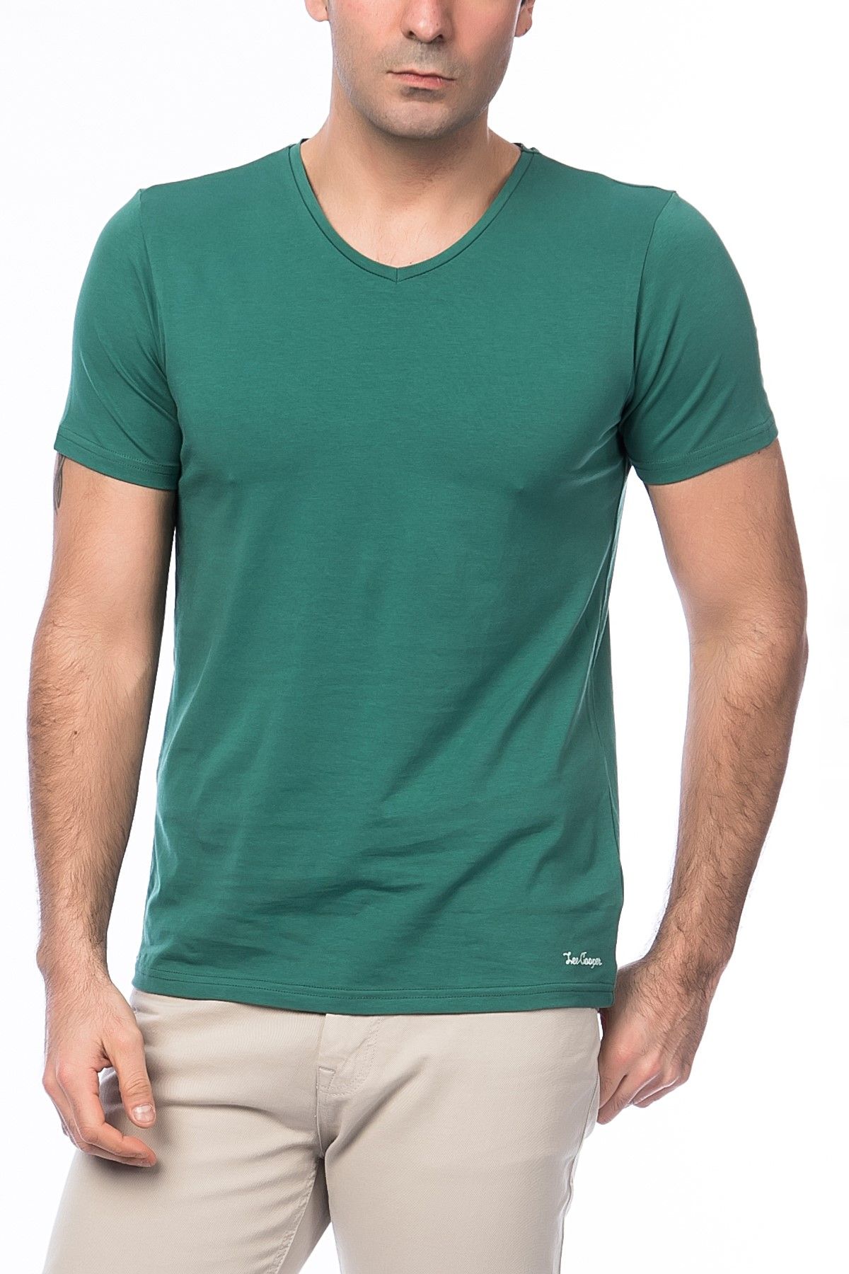 Lee Cooper Erkek Kaleb V Yaka T-Shirt Açik Yeşil 198 LCM 242002