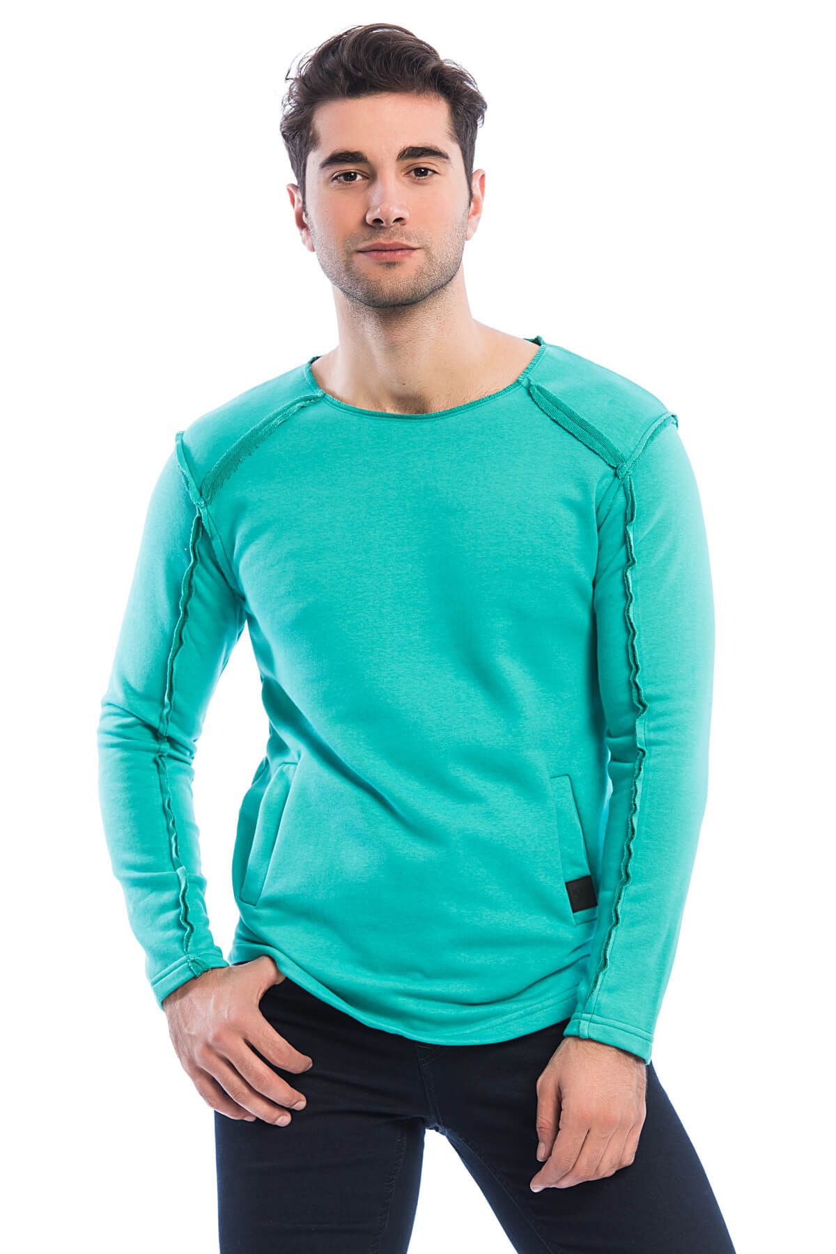 Rodi Jeans Erkek Su Yeşili Pis Dikiş Cepli Sweatshirt TY19KE057014