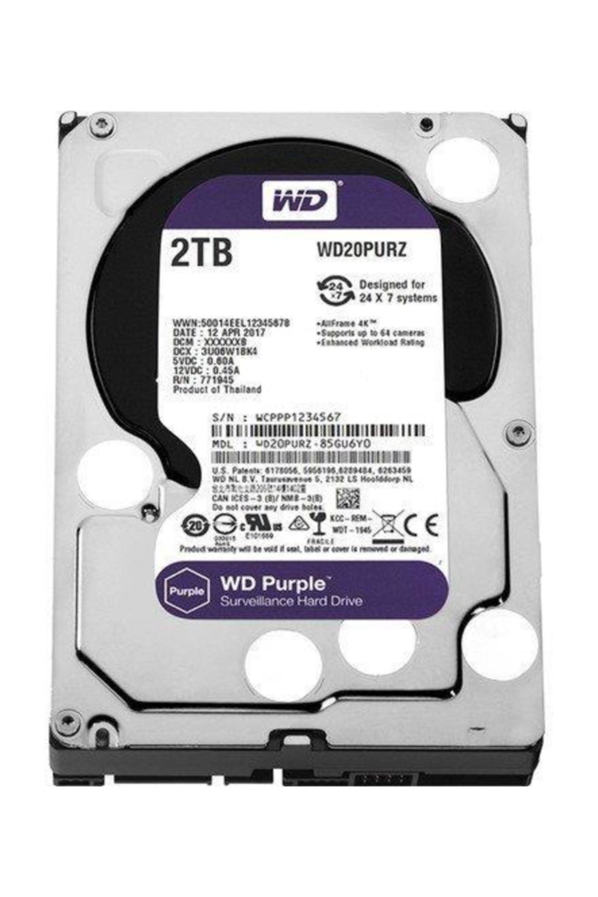 WD 2Tb Purple 3,5" 64Mb 5400Rpm Wd20Purz