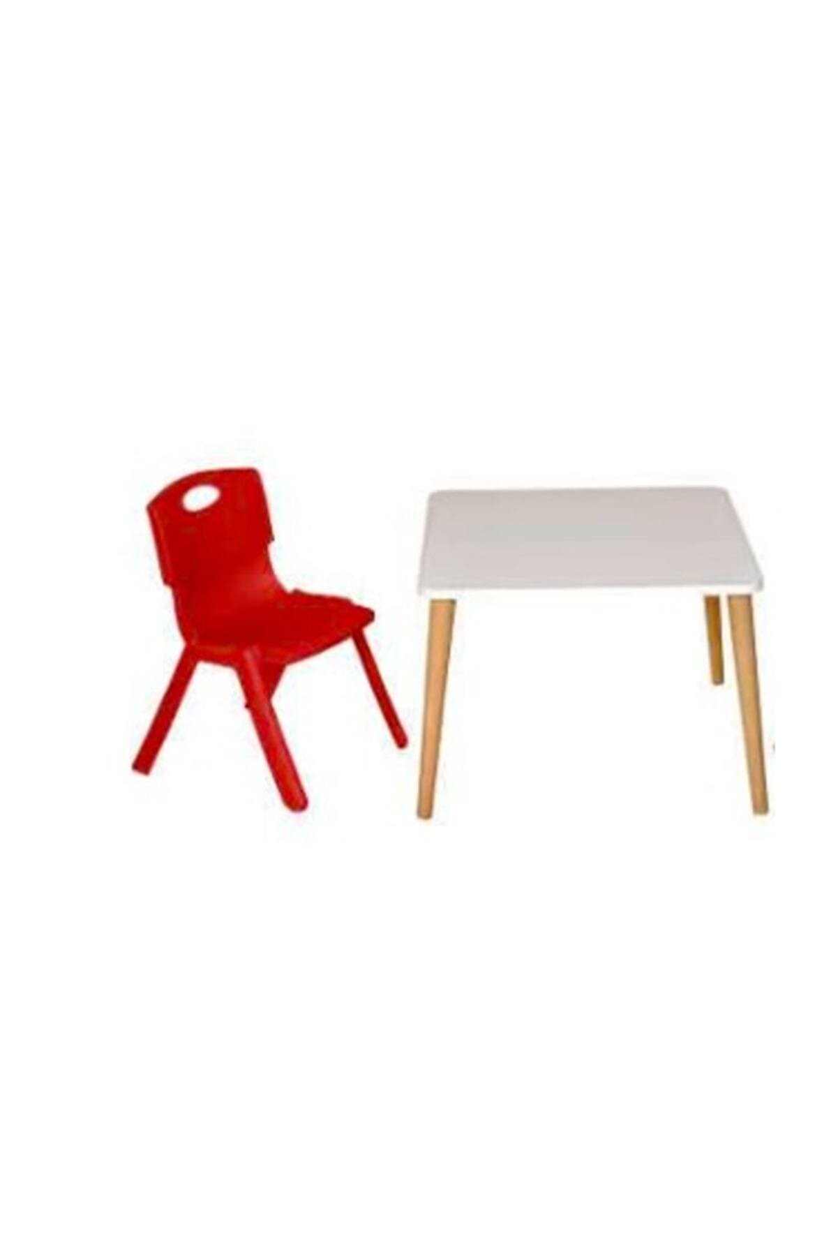 Lilabebe Çocuk Aktivite Masası1 sandalye 1 Masa Kırmızı Plastik 60x60