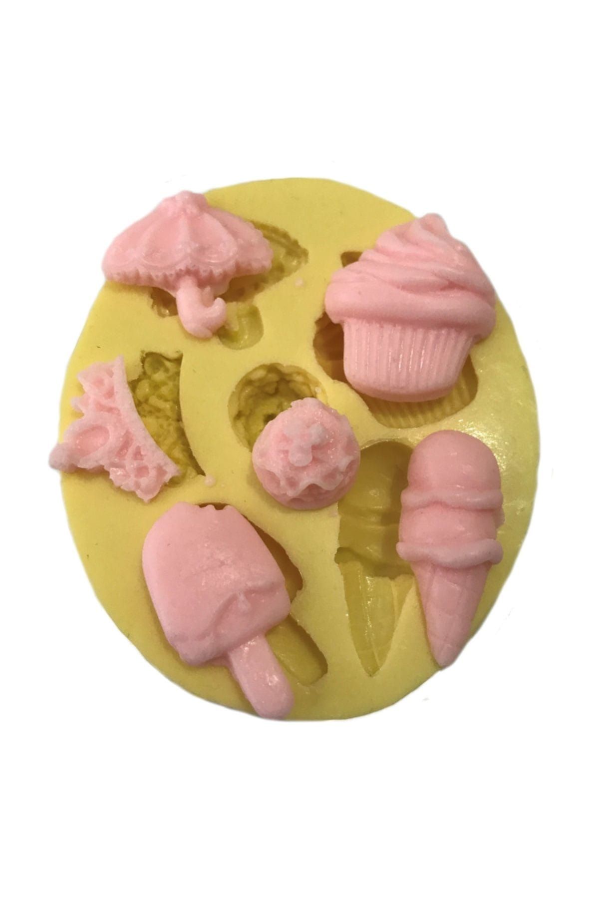 Partivitrini Dondurma Cupcake Kurabiye Ve Şemsiye Şeklinde Silikon Pasta ve Seker Hamuru Kalibi 2,5x2x0,5 cm