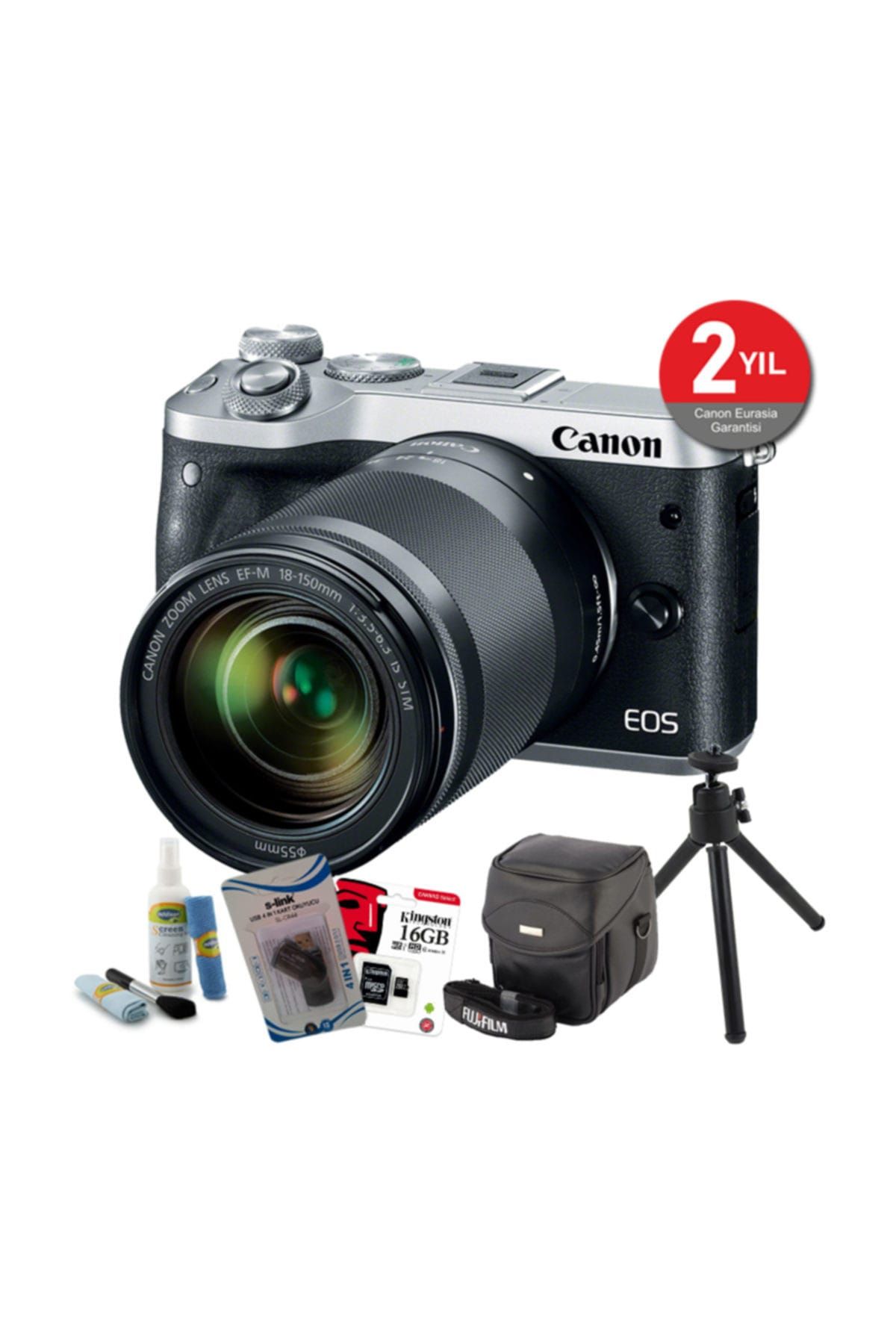 Canon EOS M6 + 18-150mm IS STM Lens (Gümüş) + Mega Hediye