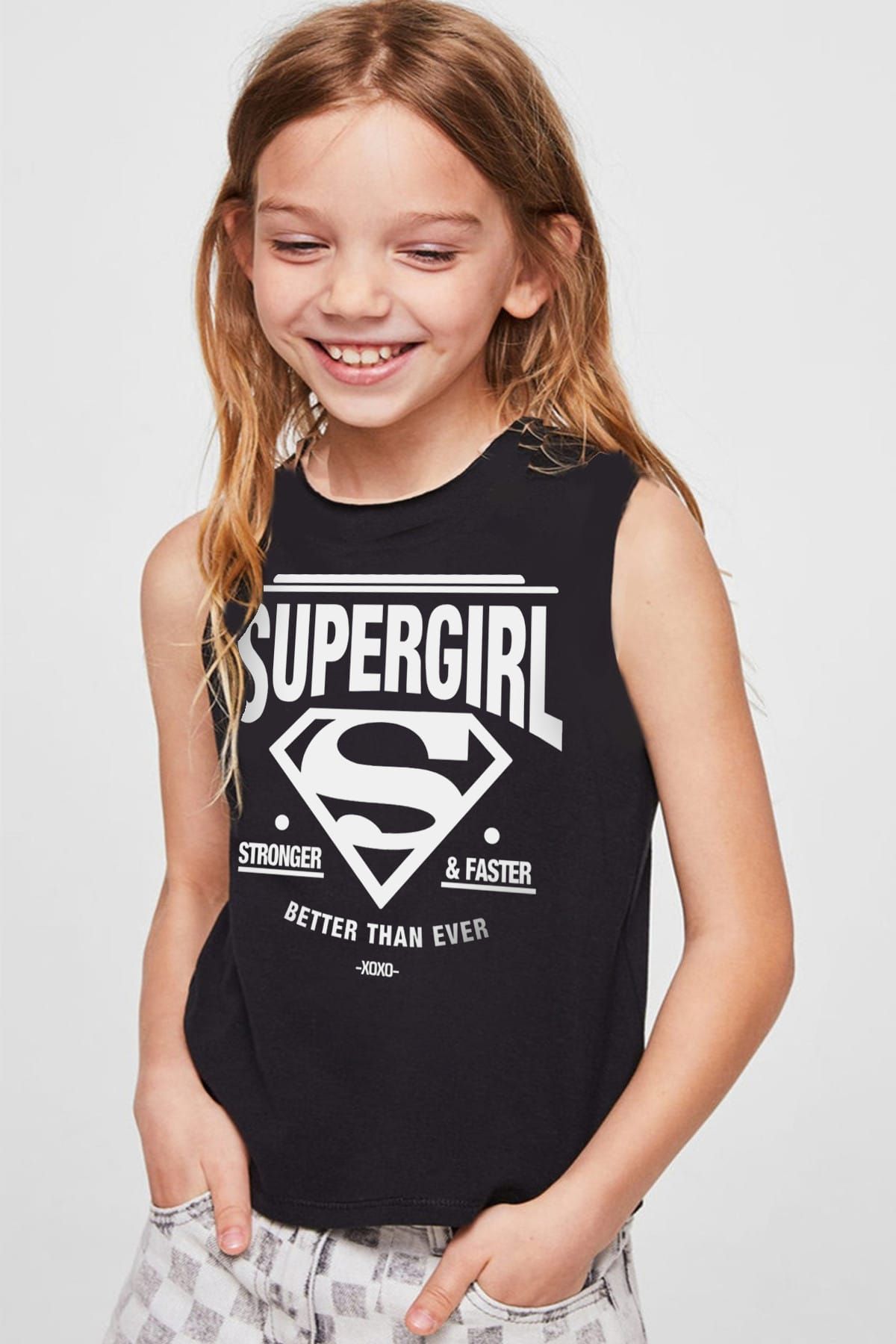 ROCKANDROLL Süperabla Siyah Kesik Kol | Kolsuz Kız Erkek Uniseks Çocuk T-shirt | Atlet 1M1SG116FS
