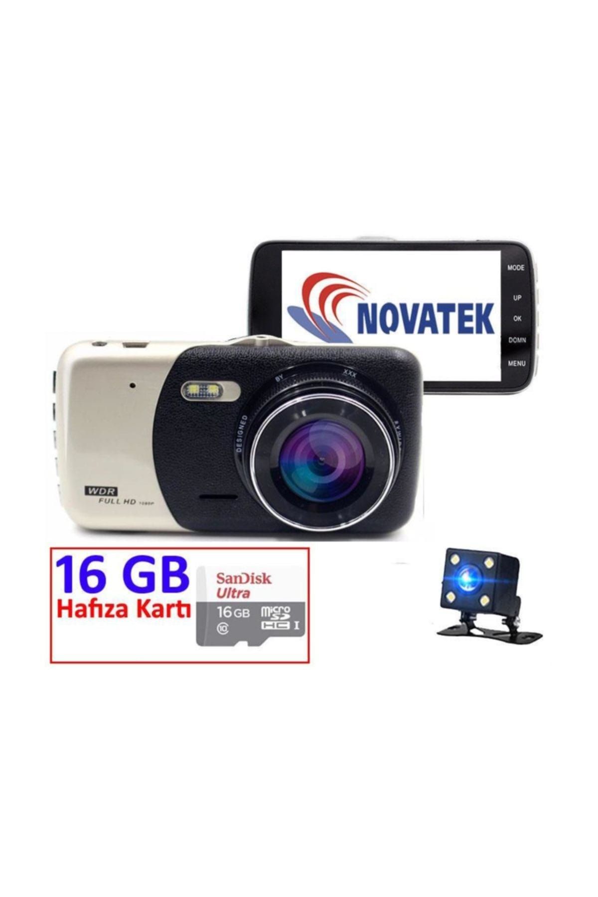 Novatek 4" IPS Ekran FullHD Araç Kamerası NT83D+16GB Hafıza Kartı