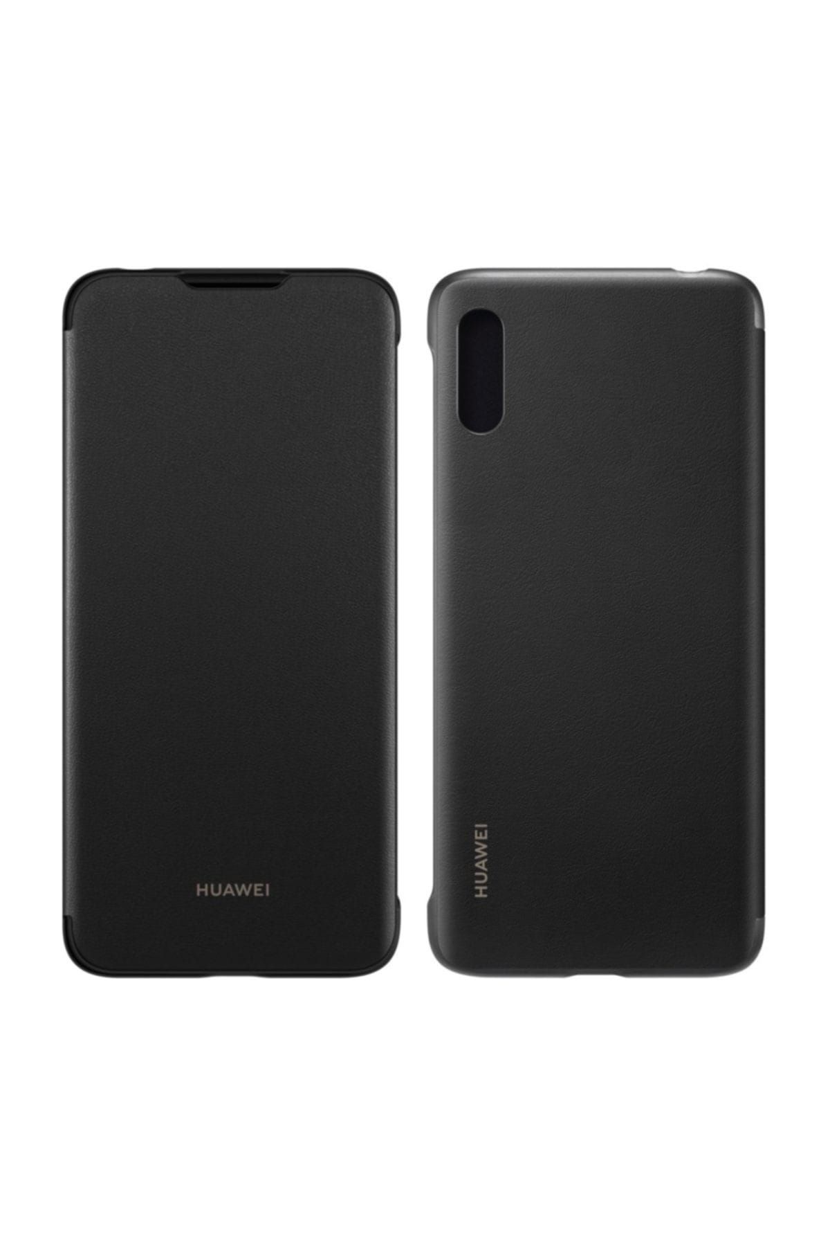Huawei Y6 2019 Kapaklı Siyah Telefon Kılıfı