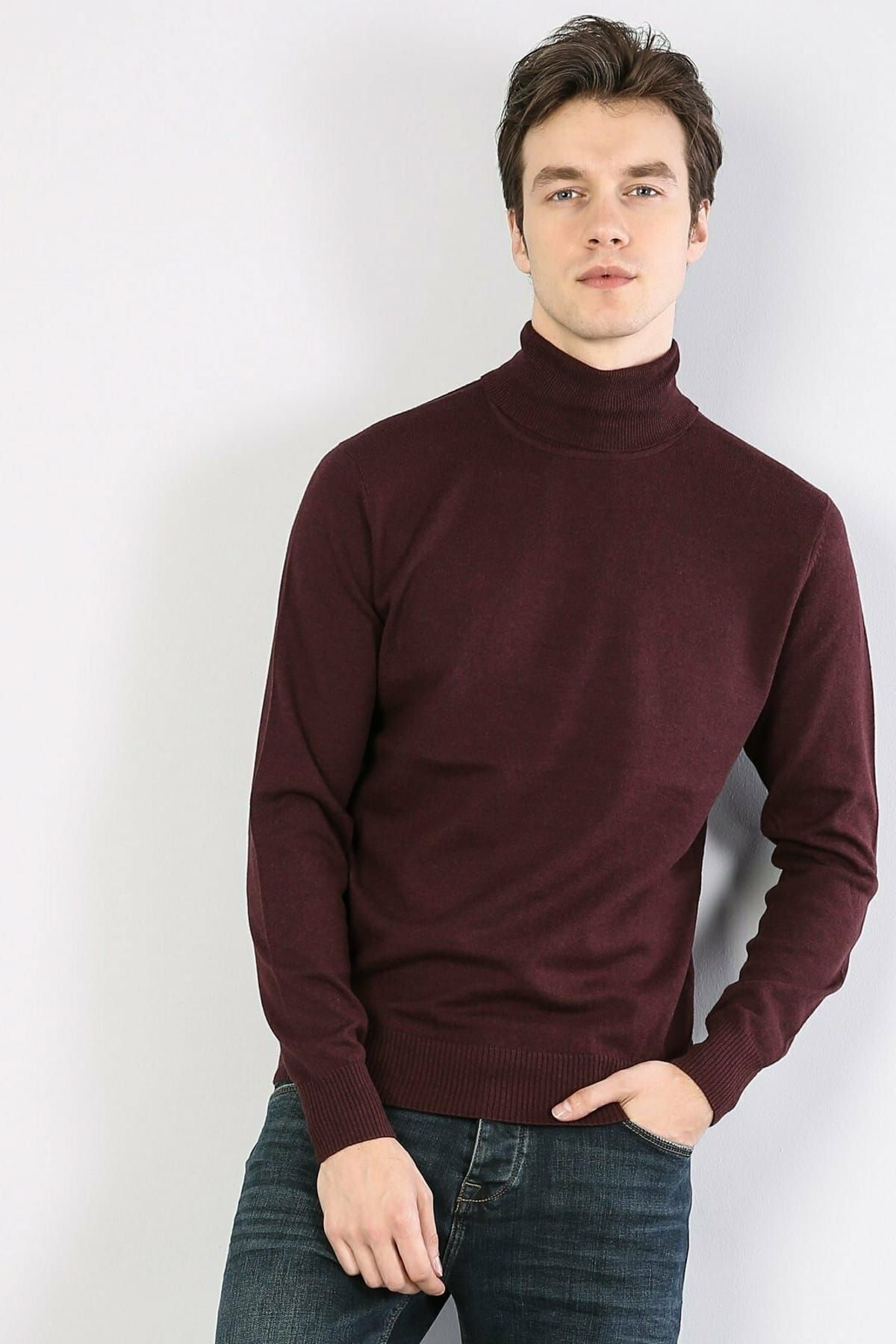 Colin’s Slim Fit Balikci Erkek Bordo Kazak