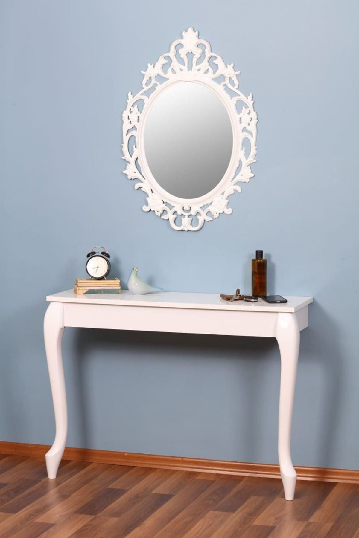 Toptanix Aynalı Dresuar Beyaz Renk Varak Ayaklı