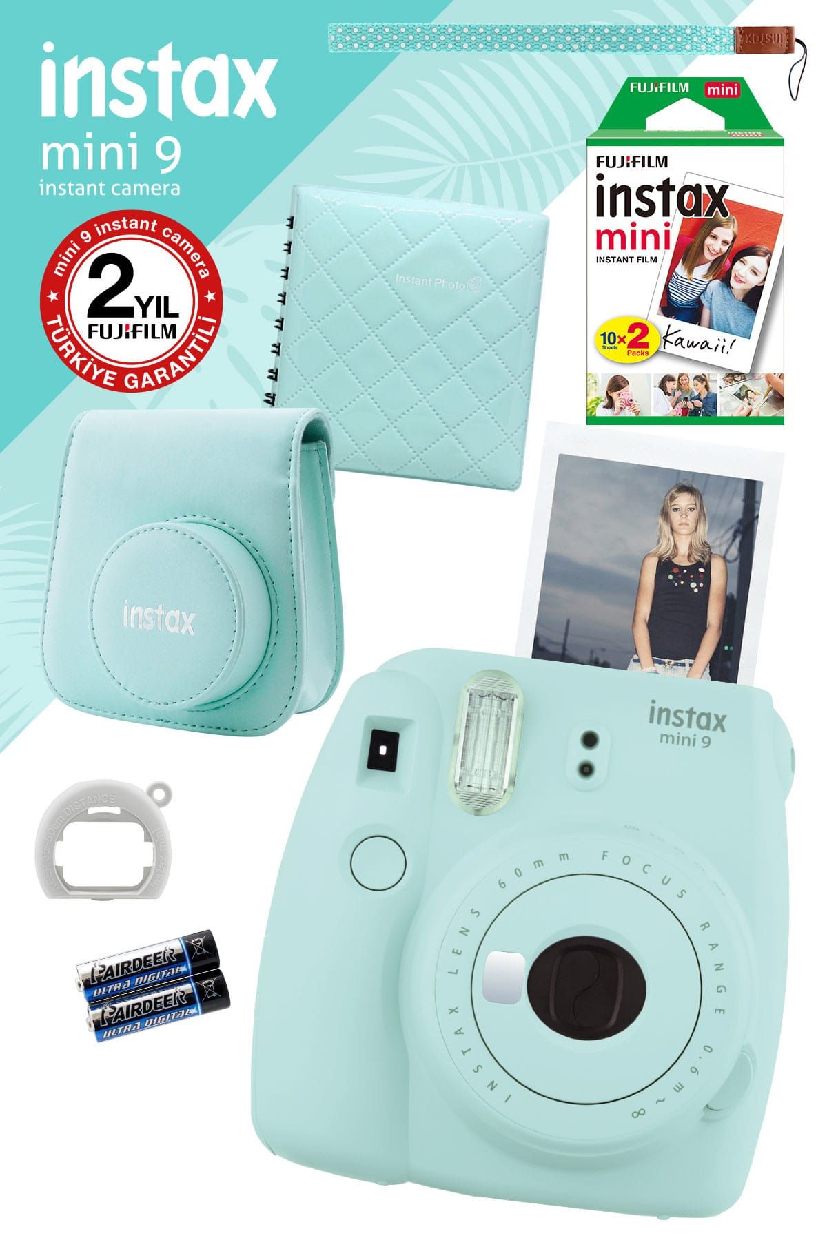 Fujifilm Instax Mini 9 Açık Mavi Fotoğraf Makinesi ve Hediye Seti