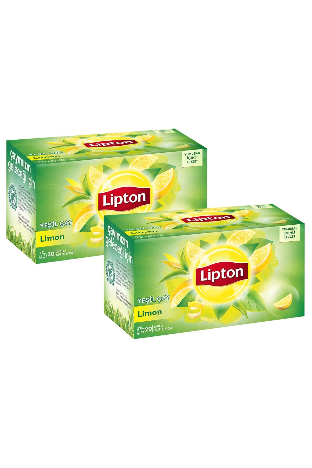 Lipton Bardak Poşet Çay Yeşil Çay Limonlu 20'li 2'li Paket