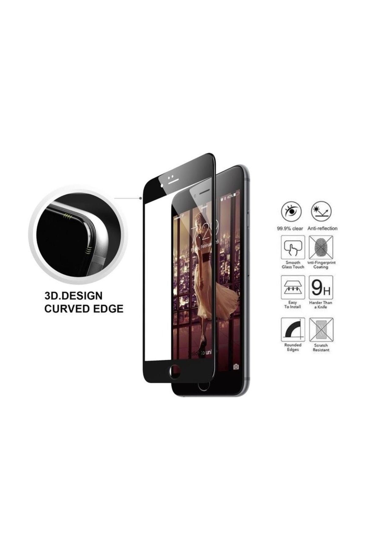 Syronix Sunix iPhone 8 Plus 3D Kavisli Tam Kaplayan Cam Ekran Koruyucu - Siyah