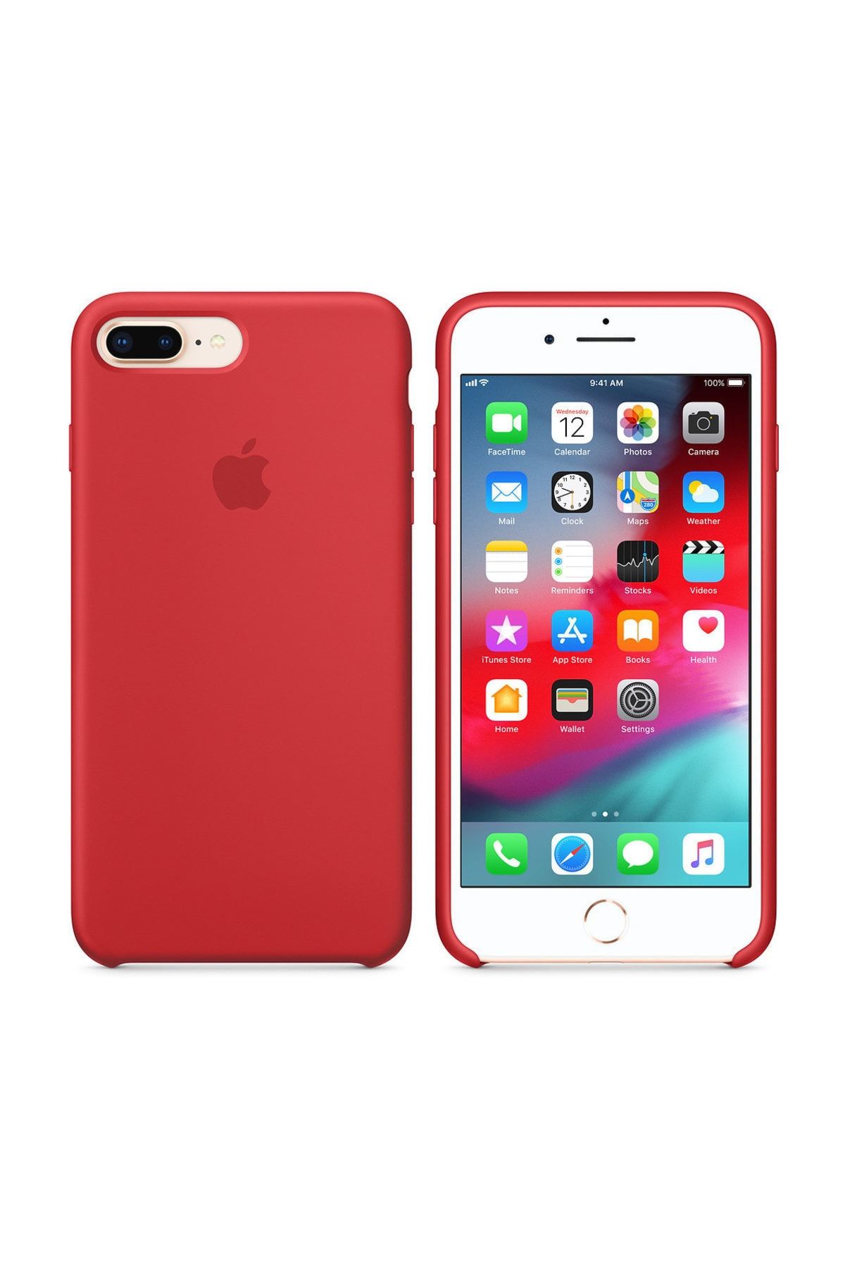 Telefon Aksesuarları iPhone 7 Plus Orjinal İnce Silikon Kauçuk Kılıf Arka Kapak - Kırmızı
