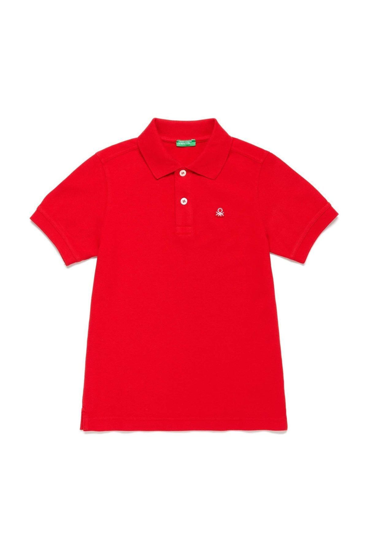 United Colors of Benetton Kırmızı Erkek Çocuk Benetton Logo Pike Polo Tshirt