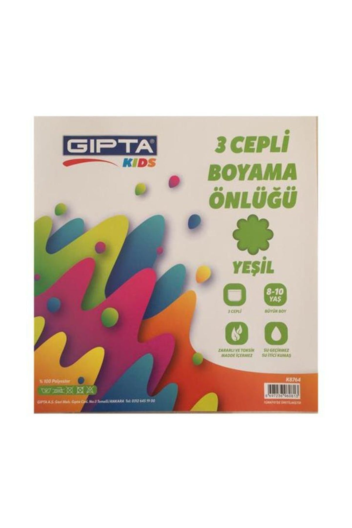 Gıpta 3 Cepli Büyük Boy Boyama Önlüğü 8-10 Yaş