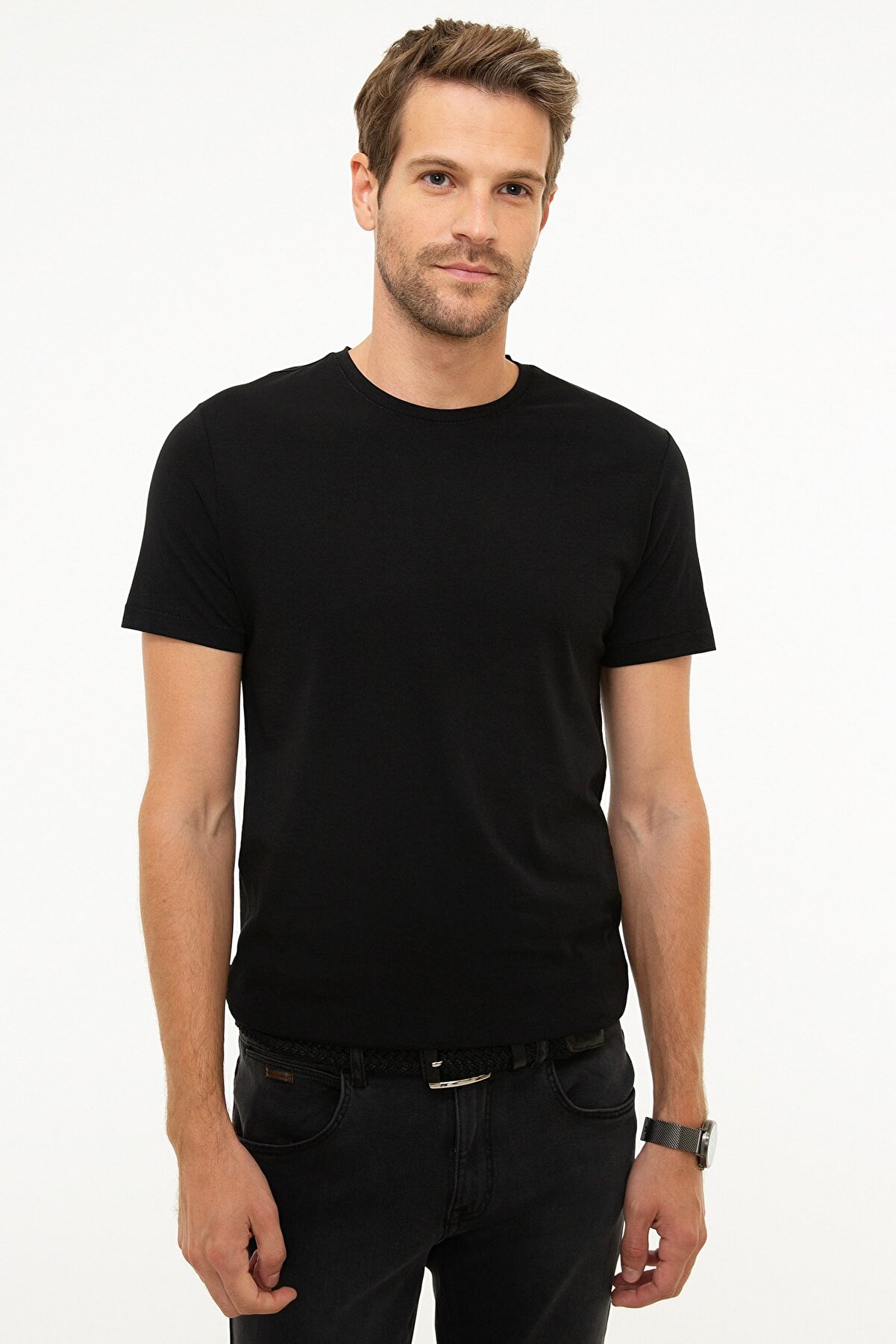 Pierre Cardin Erkek Siyah Slim Fit T-Shirt