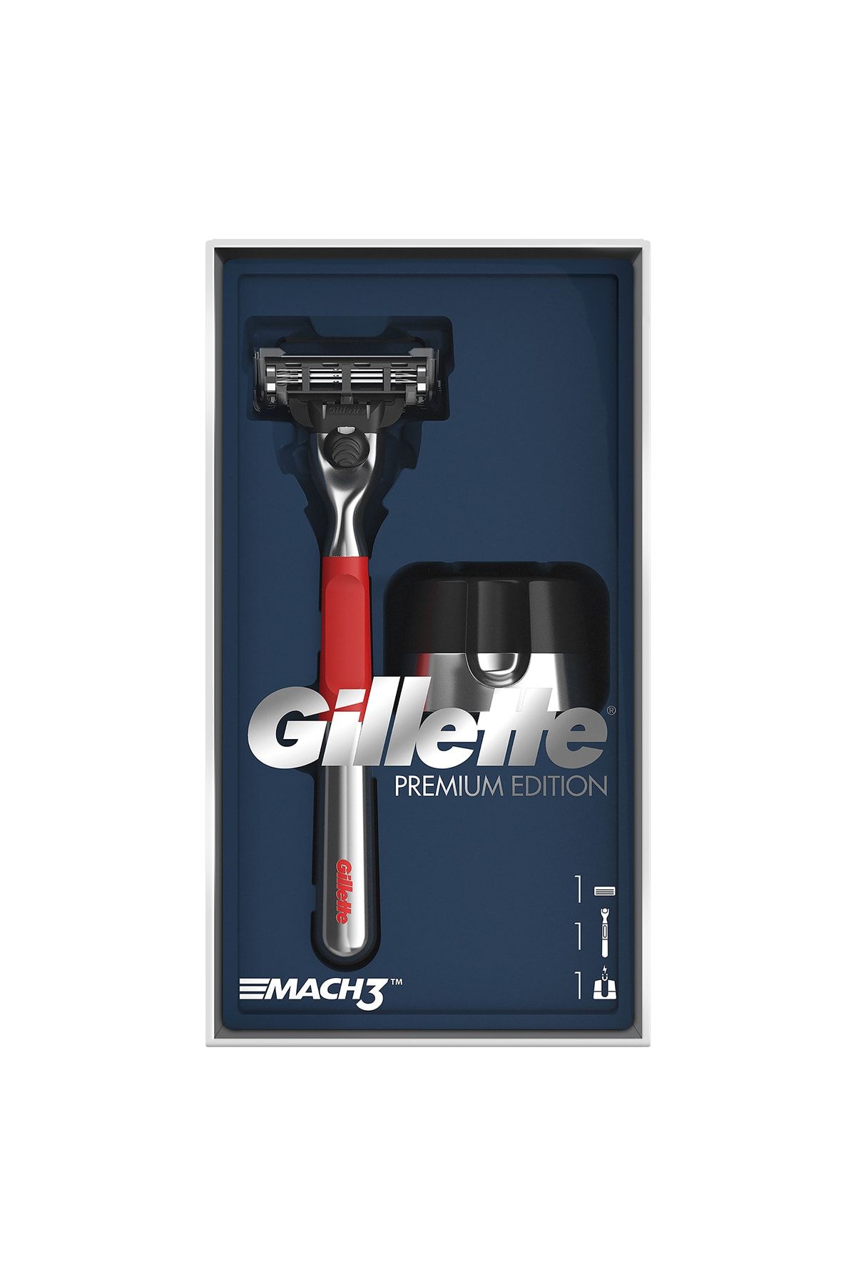 Gillette Mach 3 Makine + Manyetik Stand Red Edition