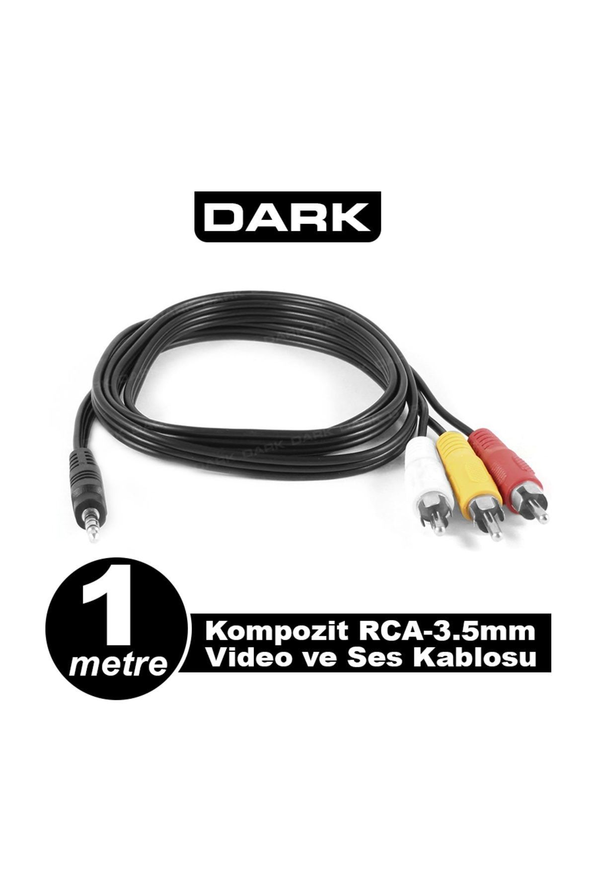 Dark Analog Video ve Ses Aktarımı için 3.5mm - Kompozit RCA Dönüştürücü Kablo (DK-CB-VCOMX35)