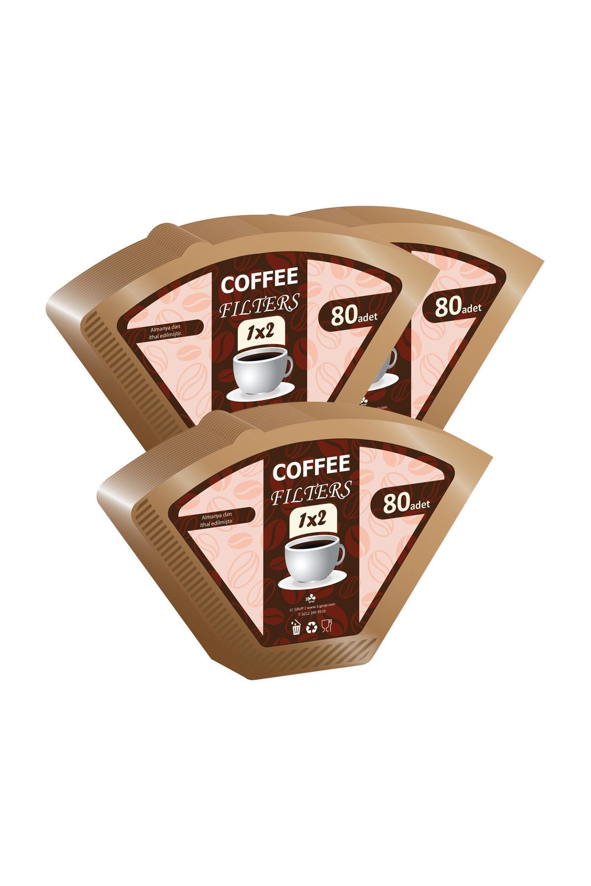 Universal Coffee Filters Kahve Filtre Kağıdı 1x2 80'li 3 Paket 240 Adet Brown
