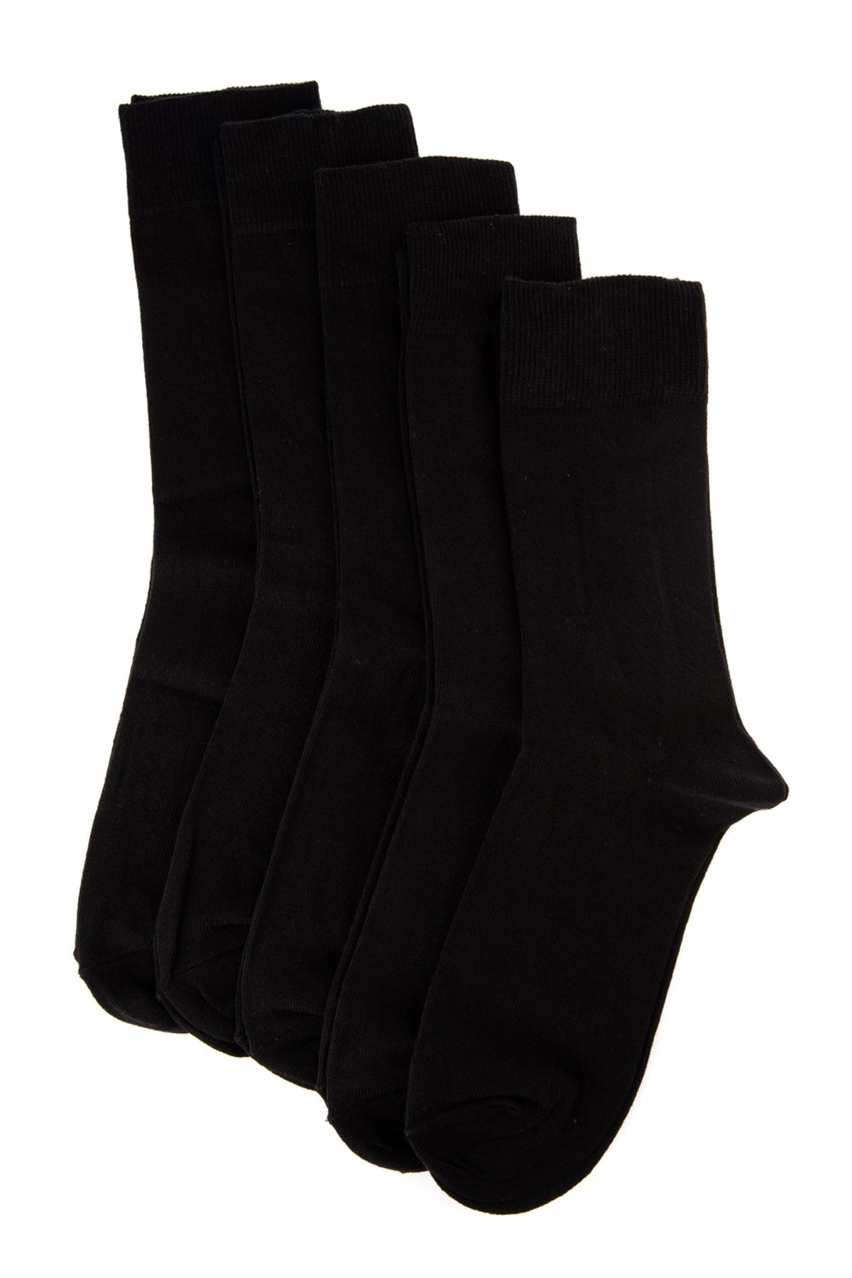 TRENDYOL MAN Siyah  5'li Paket Pamuklu Düz Soket-Uzun Çorap TMNAW20CO0019