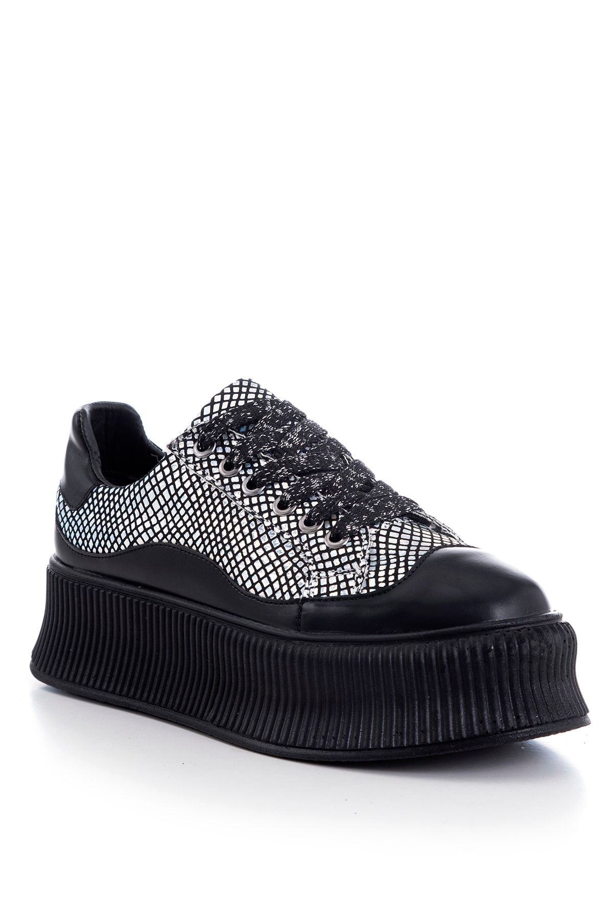 Tonny Black Siyah Gümüş Kadın Sneaker TBFLT-1