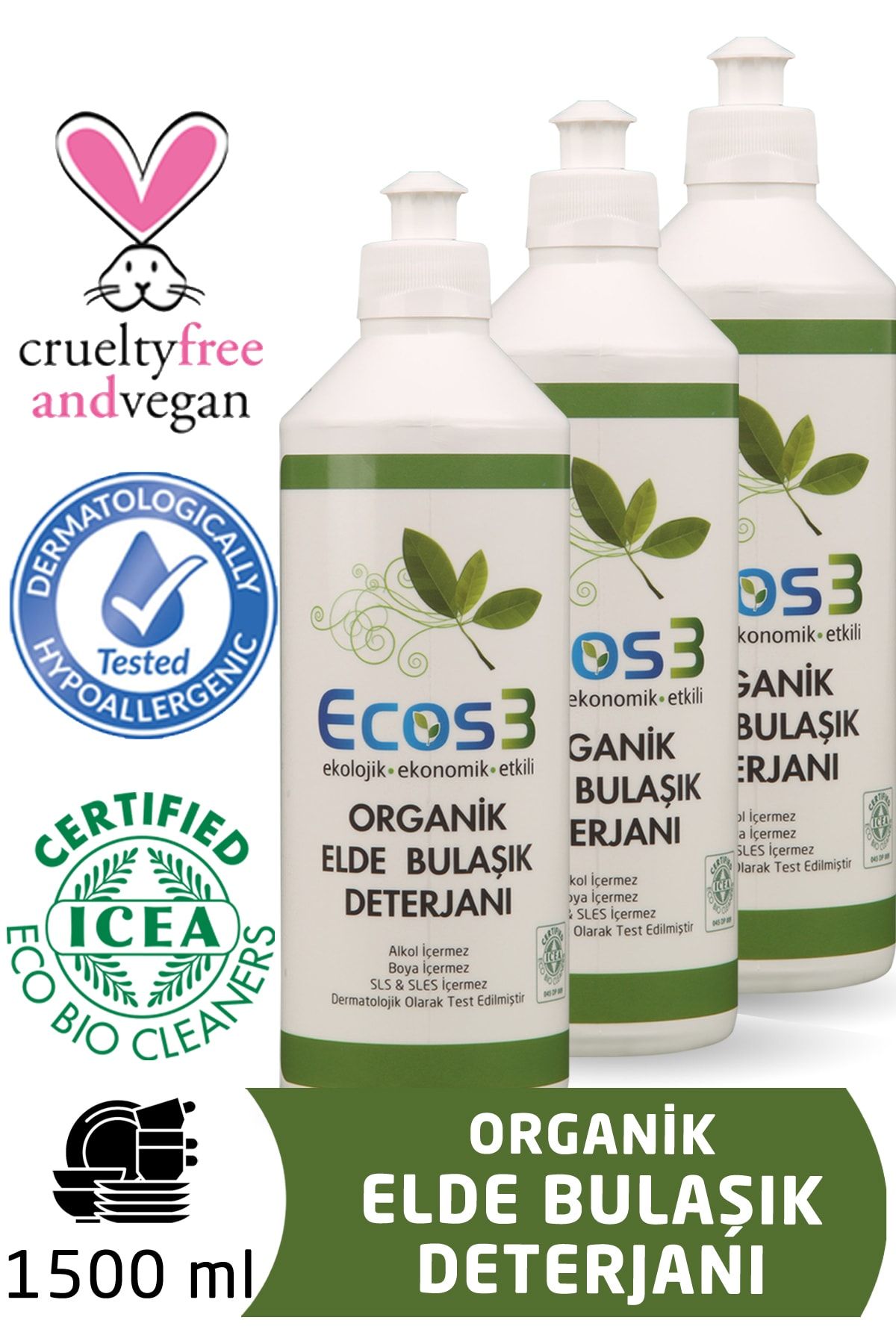 Ecos3 Organik Elde Bulaşık Deterjanı 3'lü Set (3 X 500 ml)