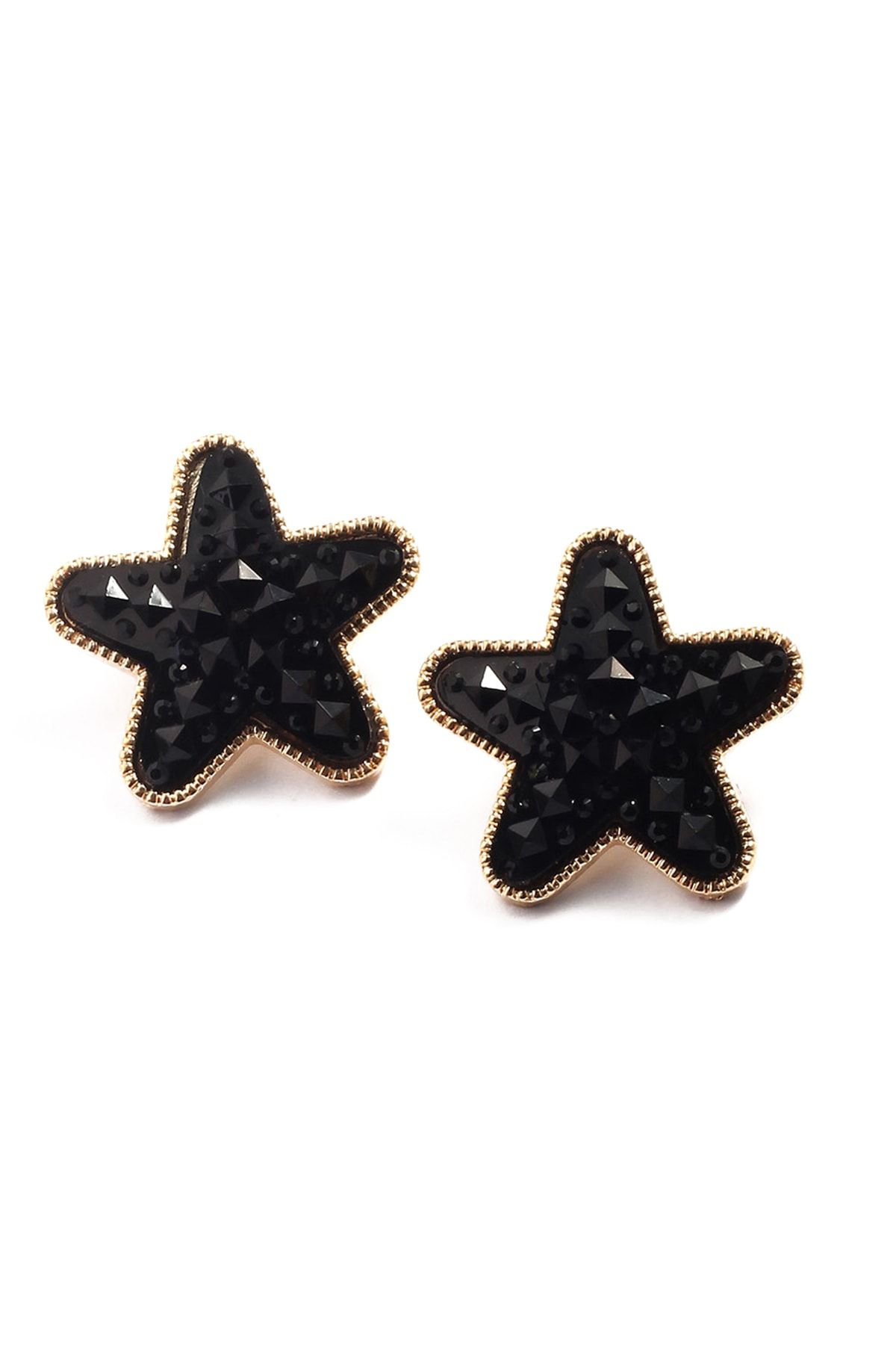 Modex Siyah kristal taşlı yıldız küpe