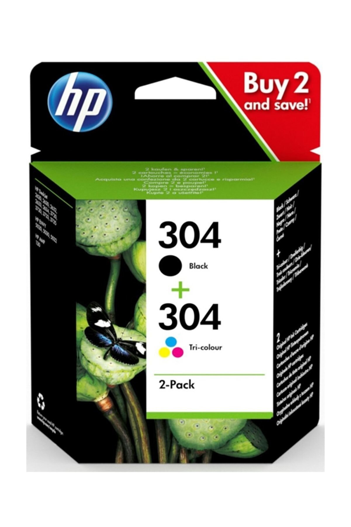 HP 304 Siyah,Renkli Paket - 2 Adet Mürekkep Kartuş