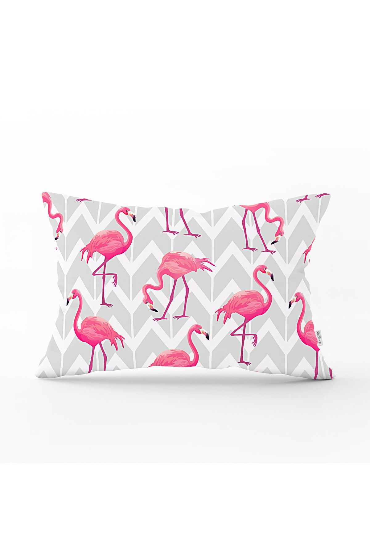 Realhomes Pembe Flamingo Tasarımlı Dijital Baskılı Dikdörtgen Yastık Kırlent Kılıfı