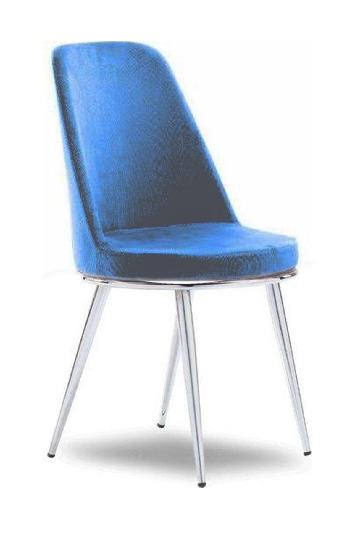 Mavi Evim Exclusive Mutfak Sandalyesi Kumaş Yemek Masası Sandalyesi Metal Ayak