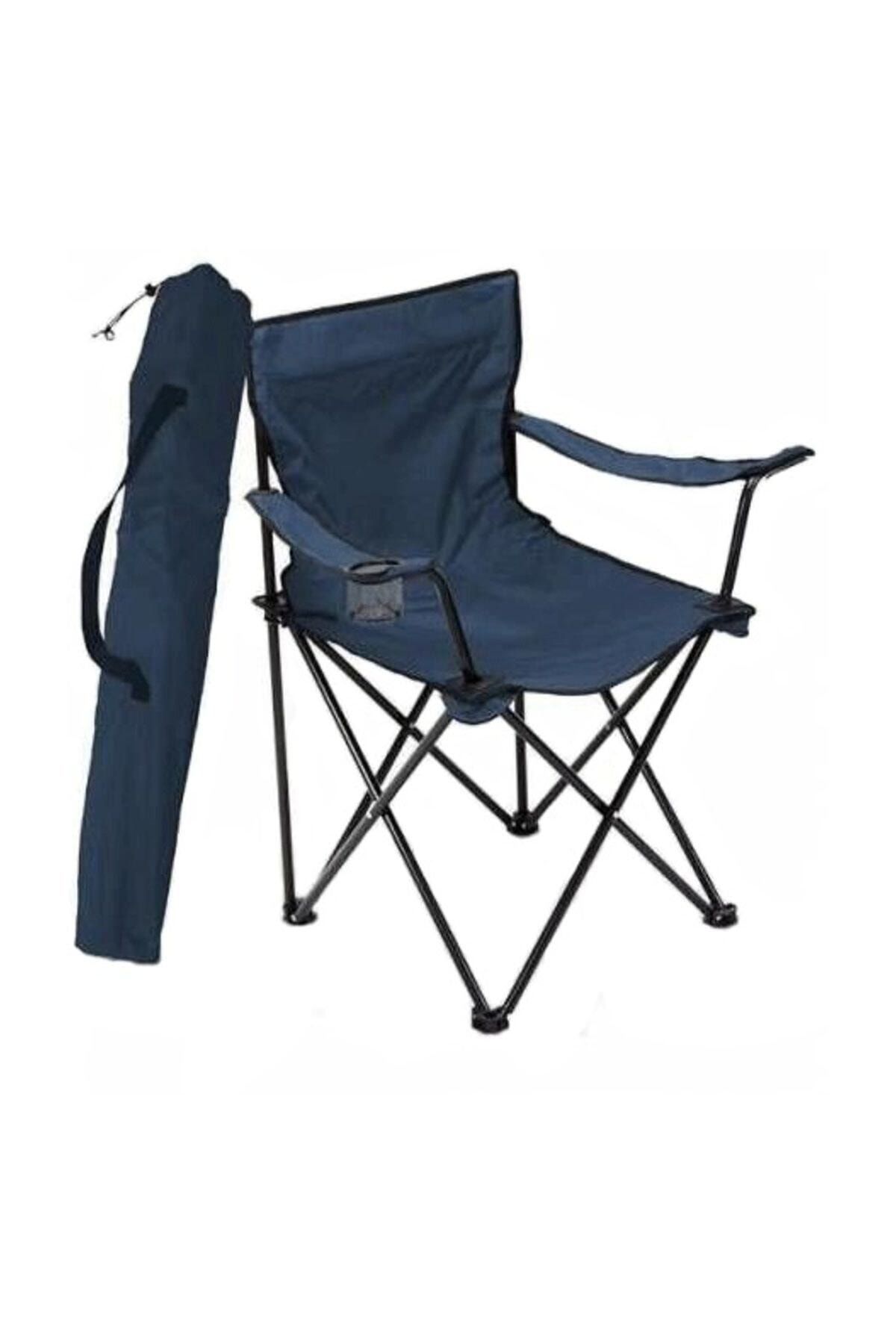 Bofigo Tekli Kamp Sandalyesi Katlanır Sandalye Bahçe Koltuğu Piknik Plaj Balkon Sandalyesi Mavi