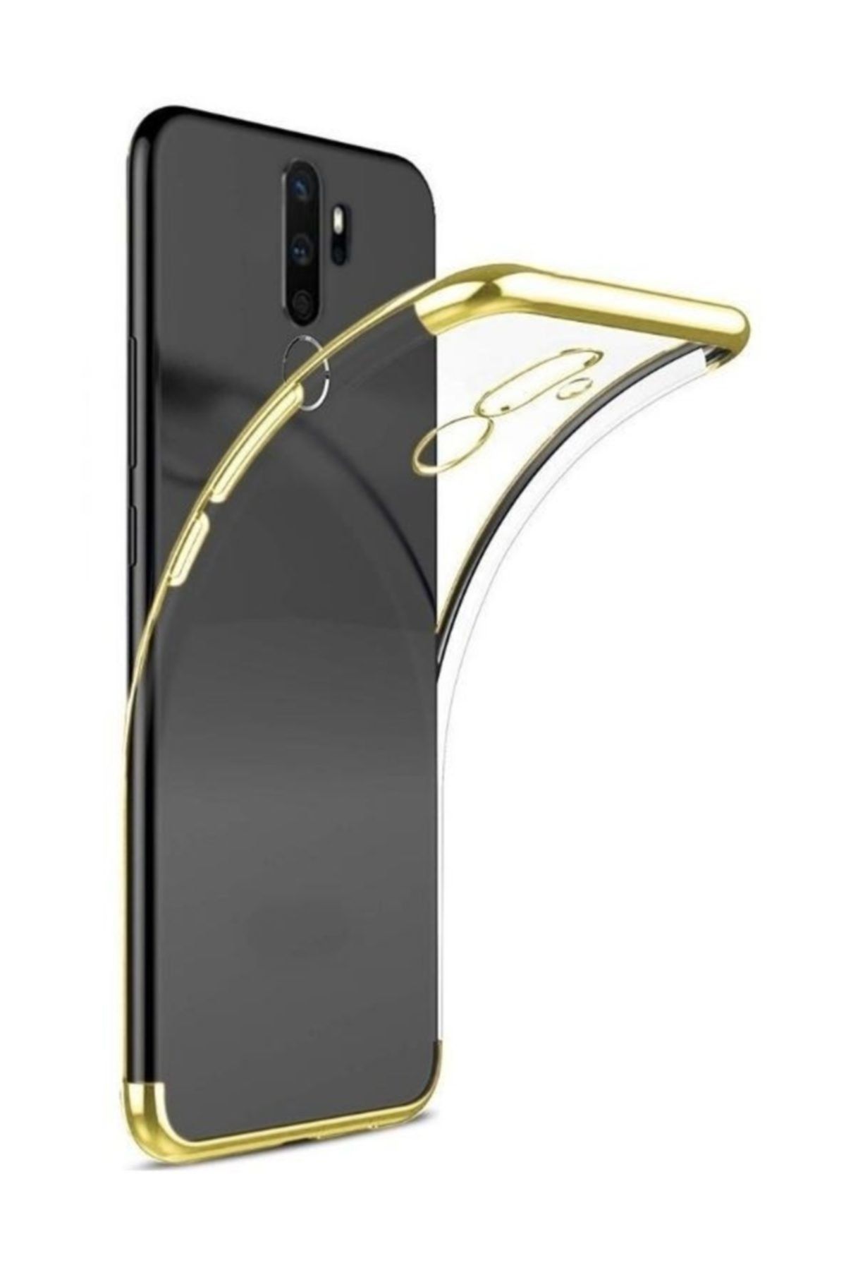 KNY Oppo A9 2020 Kılıf 4 Köşe Renkli Şeffaf Laser Silikon+cam Ekran Koruyucu