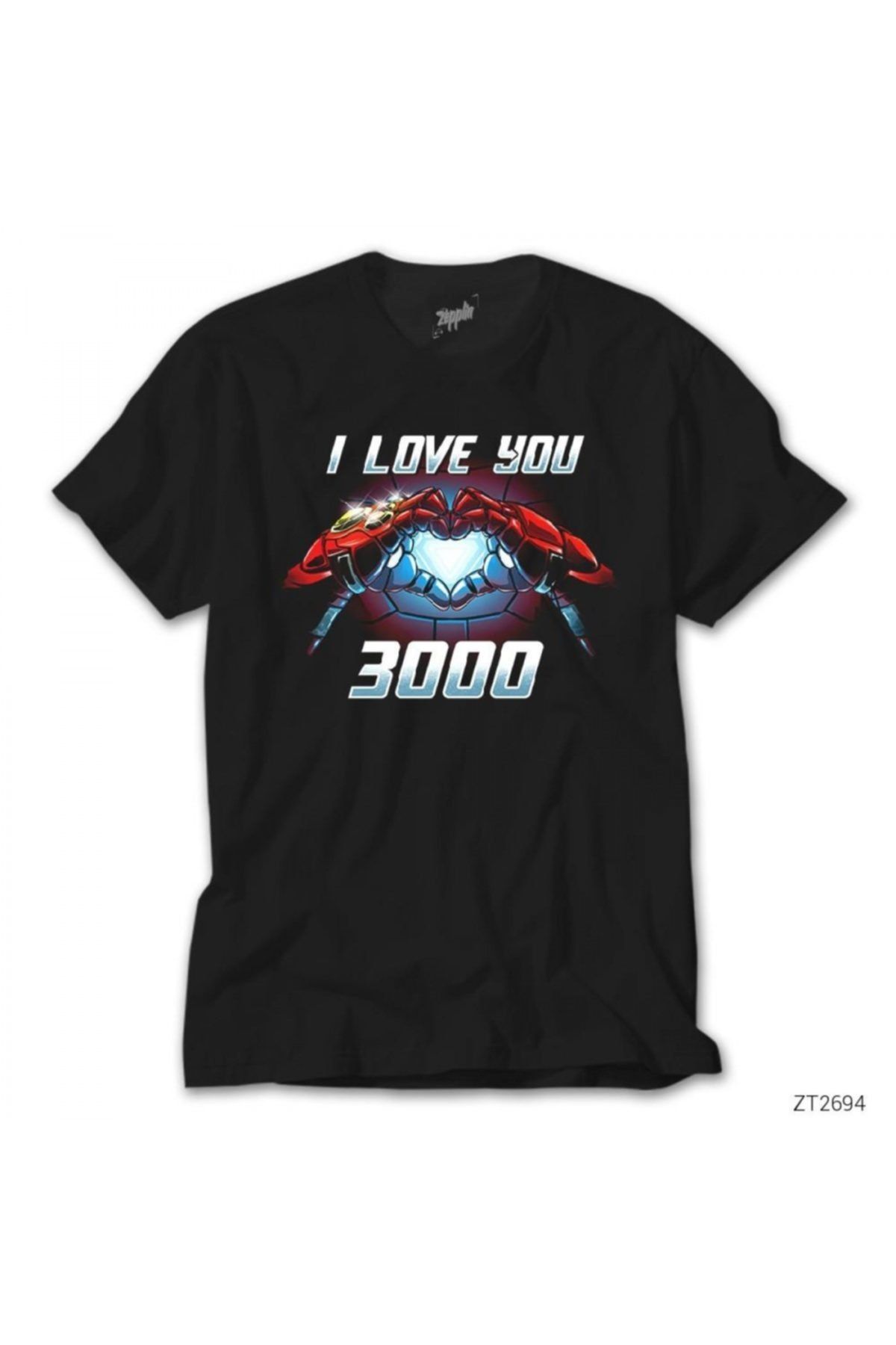 Z zepplin Iron Man I Love You 3000 Siyah Tişört
