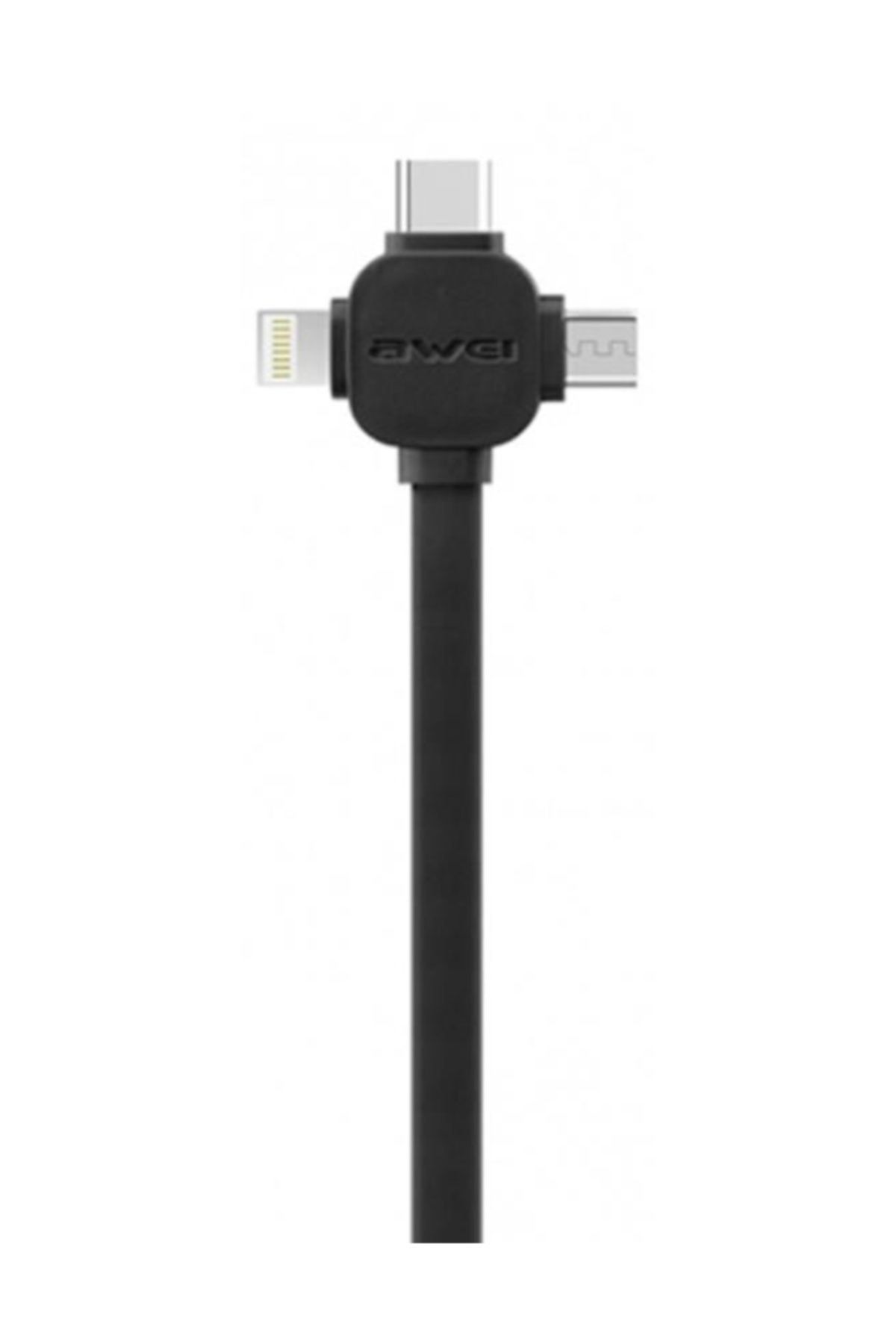 AWEI Lightning + Micro + Type-c 3in1 Usb Kablo Cl-82 Siyah 1 mt.