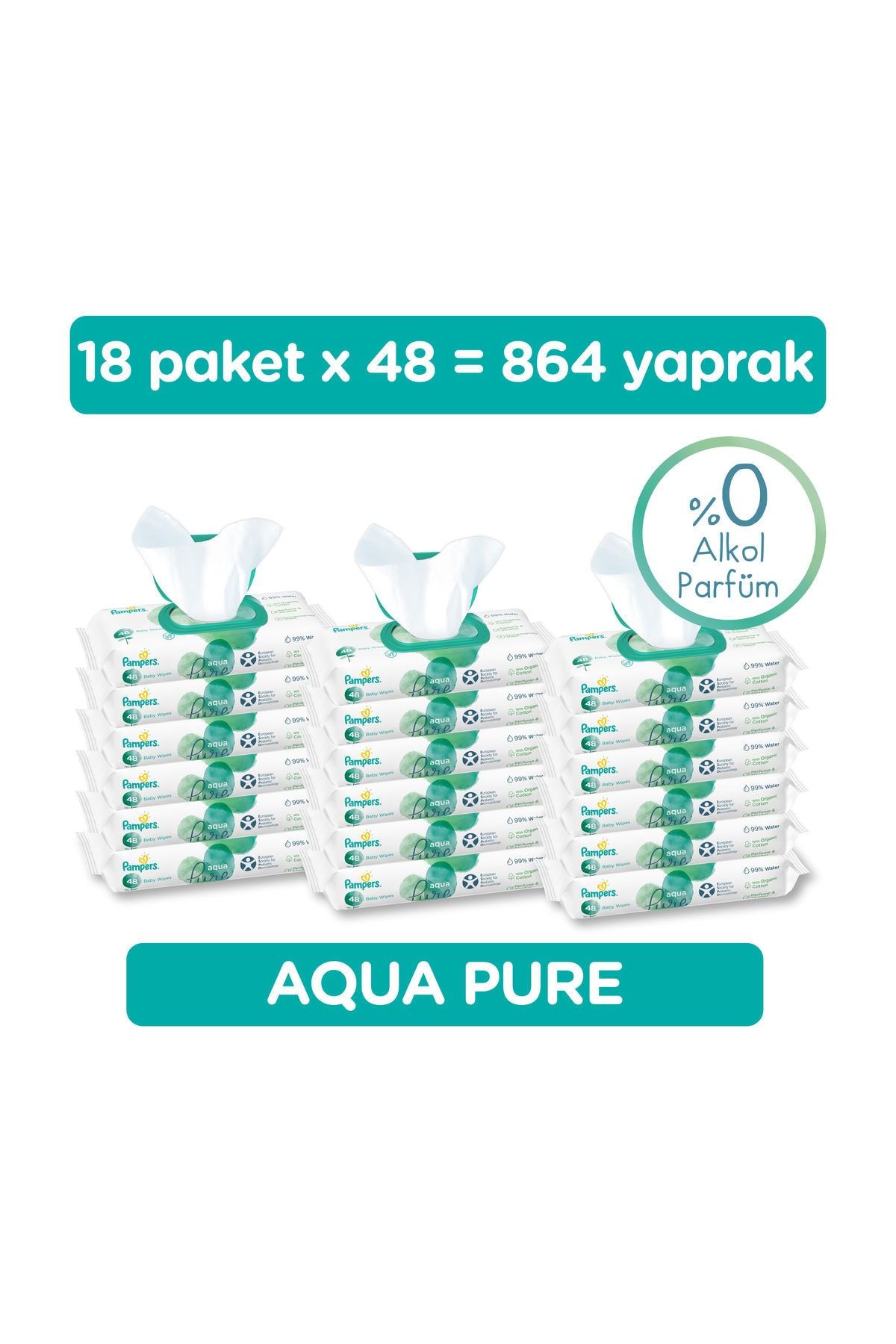 Prima Islak Havlu Aqua Pure 18'li Fırsat Paketi 864 Yaprak