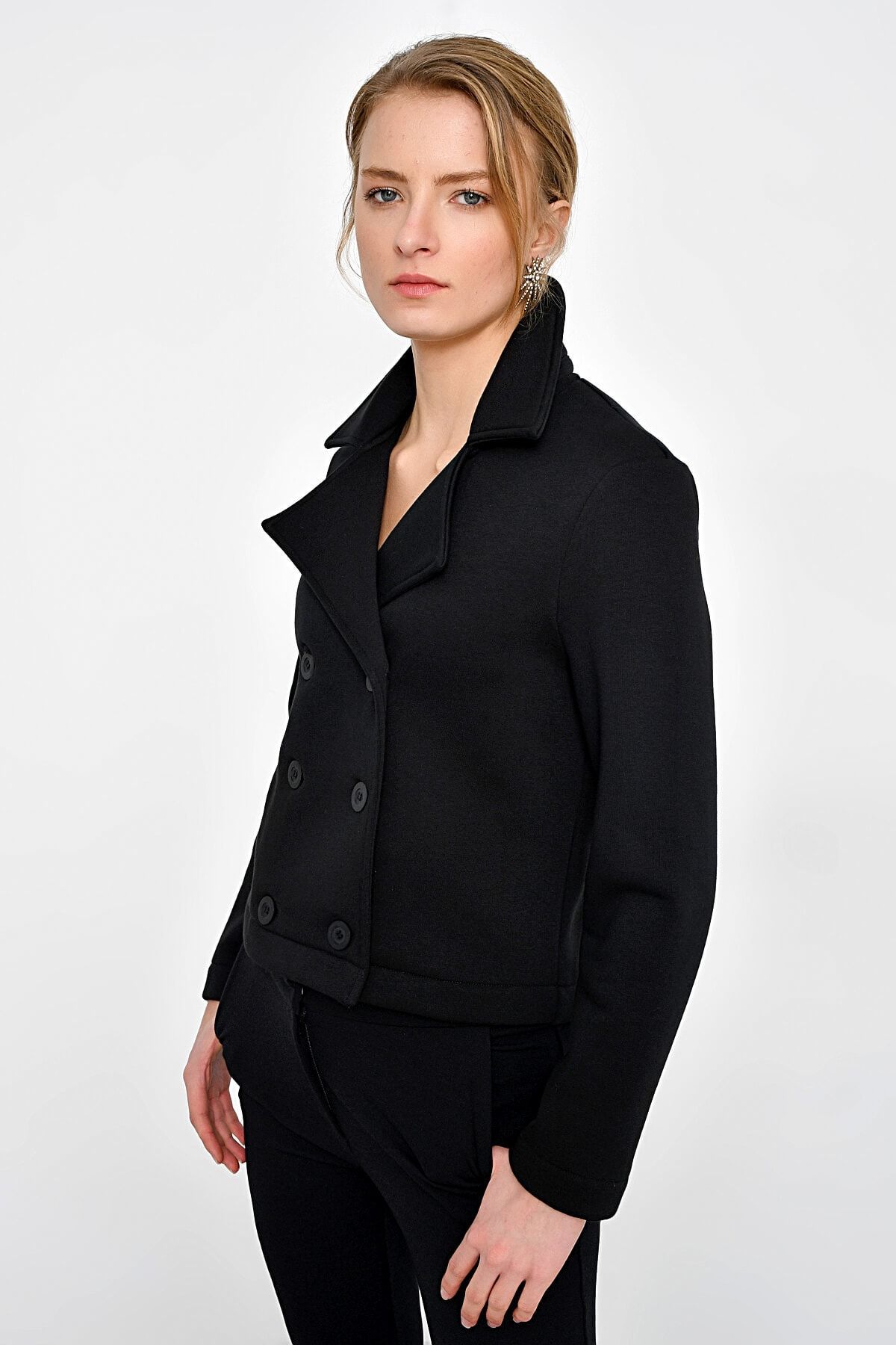 Hanna's Kadın Siyah Içi Şardonlu Mini Ceket