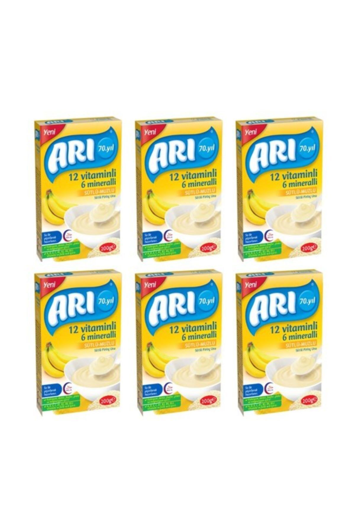 ARI 12 Vitaminli 6 Mineralli Sütlü Muzlu Pirinçli 200gr (6'lı Paket)