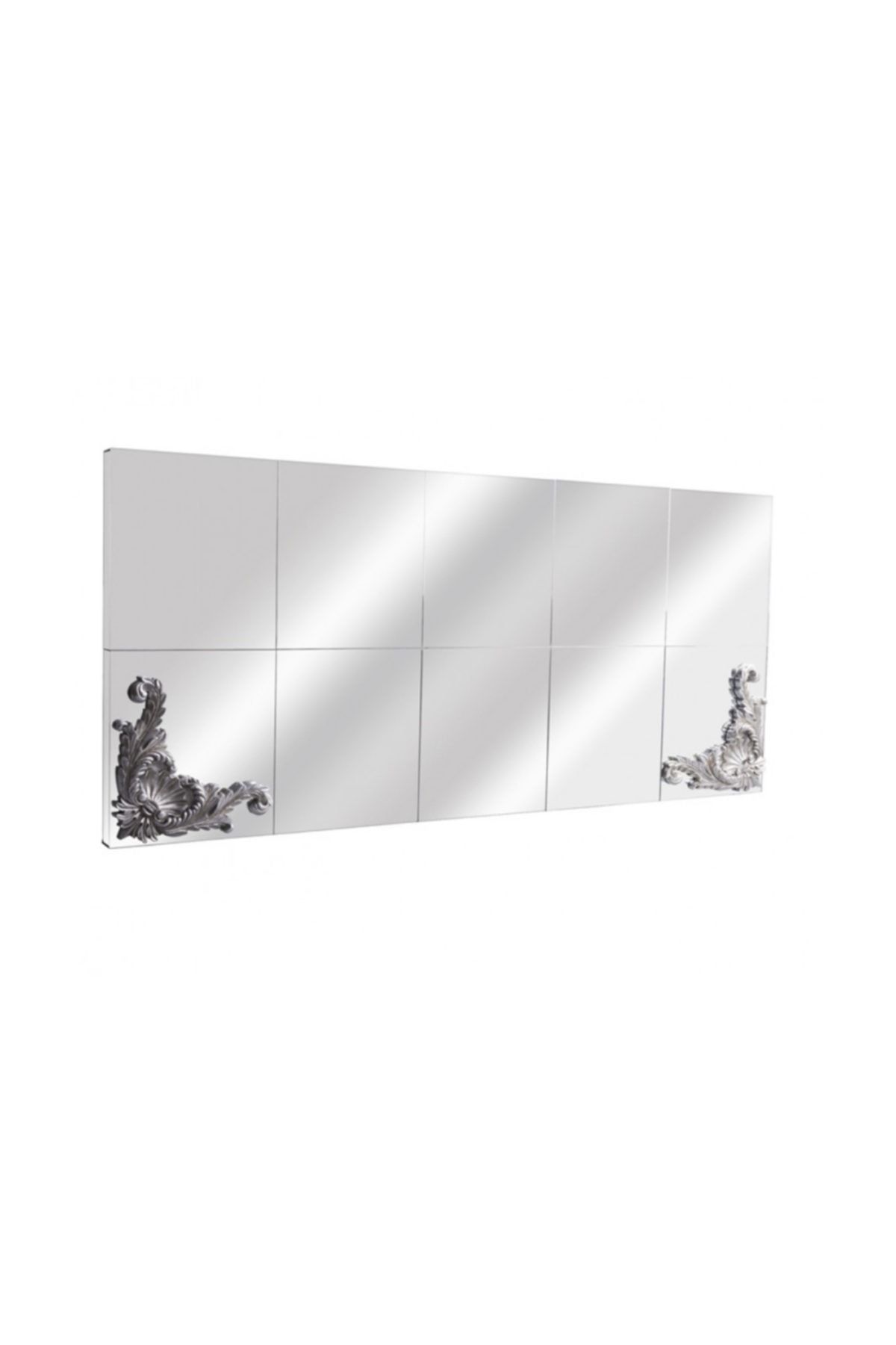 Porio Gümüş - Kabartmalı Büyük Ayna 200x90 cm