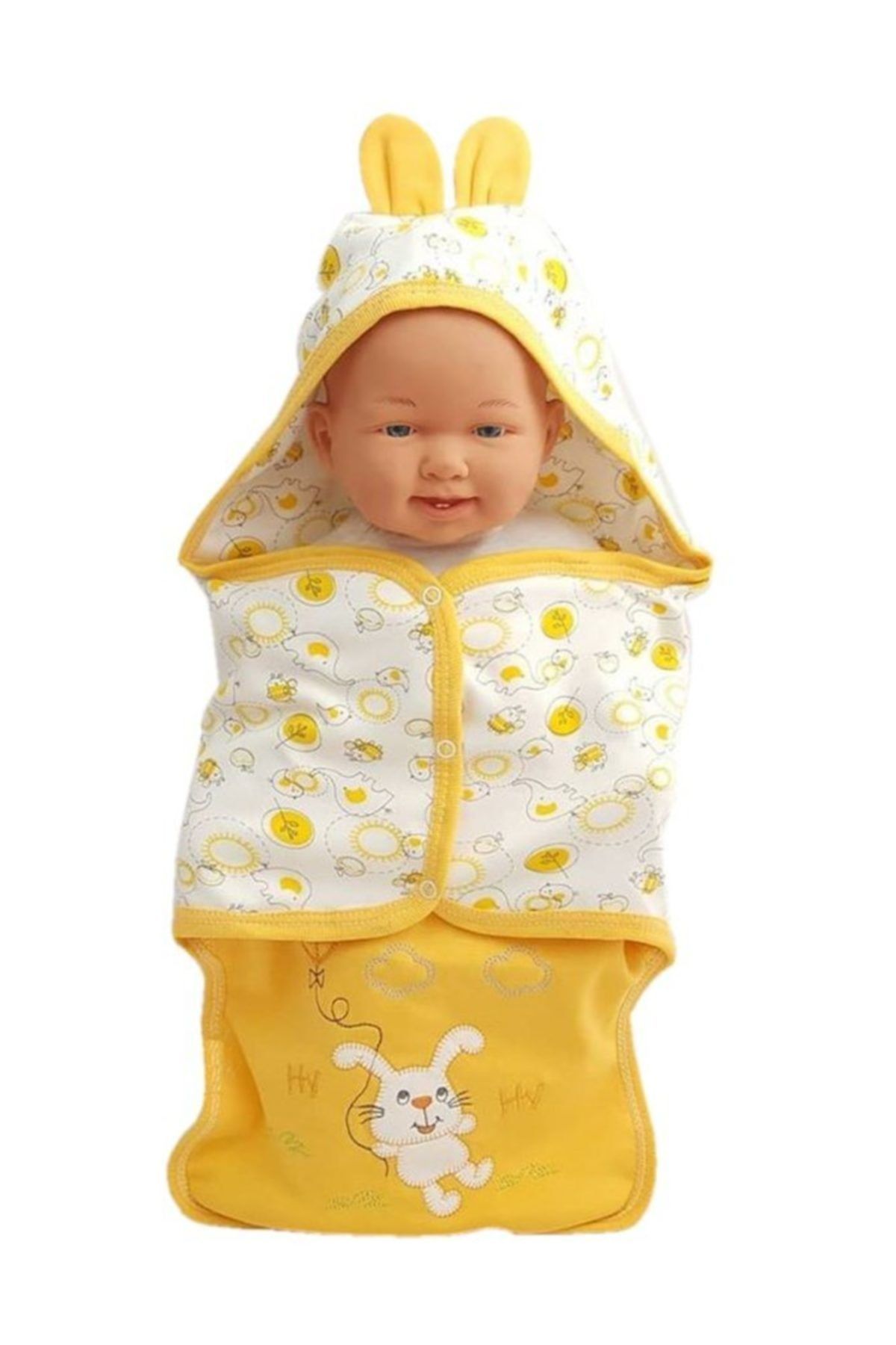 bebegen Tavşanlı Sarı Bebek Kundak Battaniye